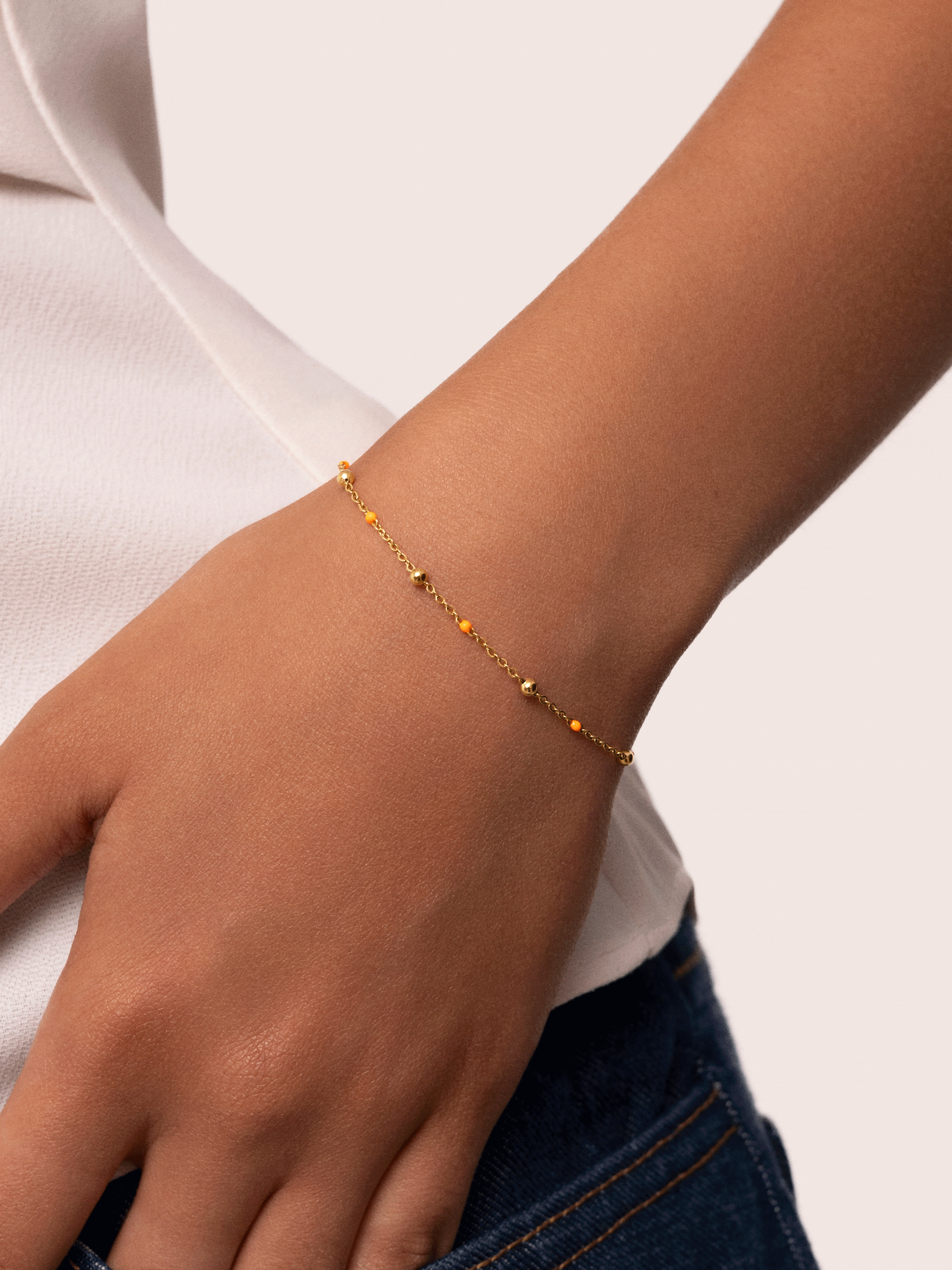 Pulseira de Corrente Pack 2 Pulseiras Amizade de Aço Banhada a Ouro Ouro-2