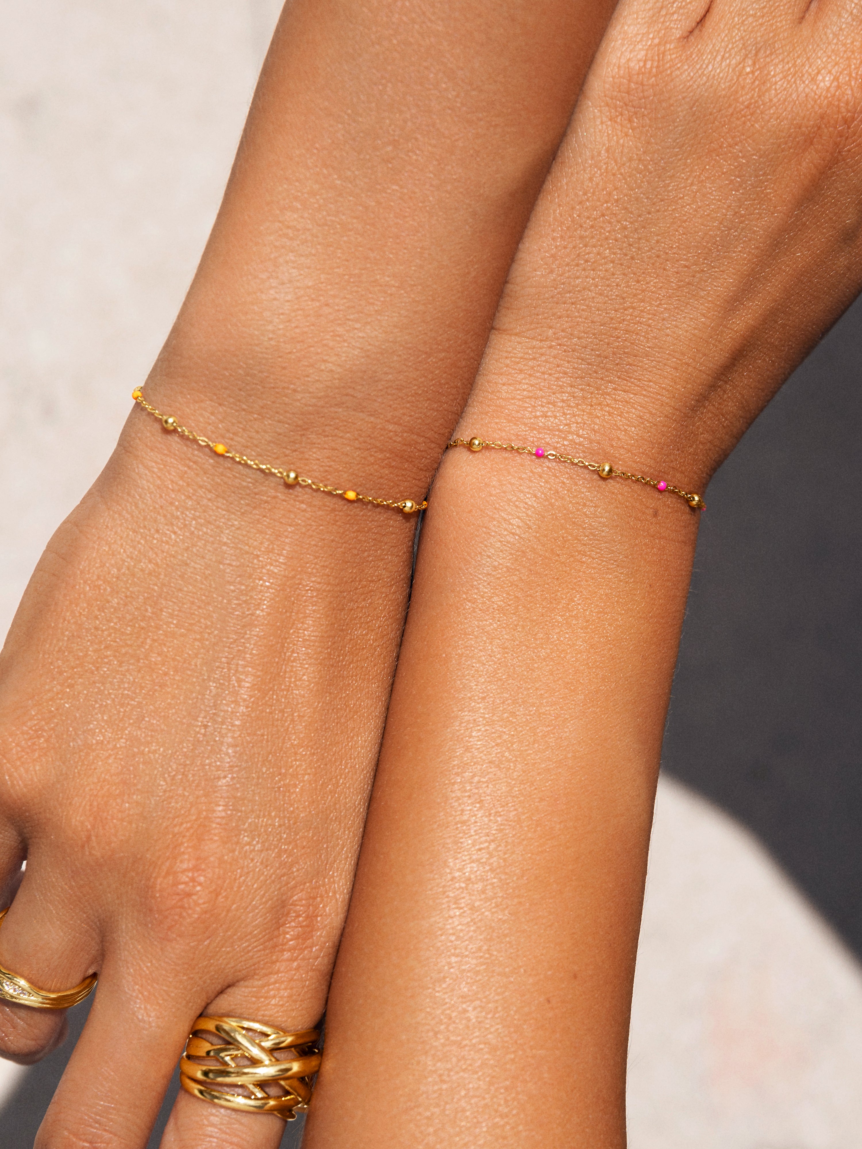 Pulseira de Corrente Pack 2 Pulseiras Amizade de Aço Banhada a Ouro Ouro-4