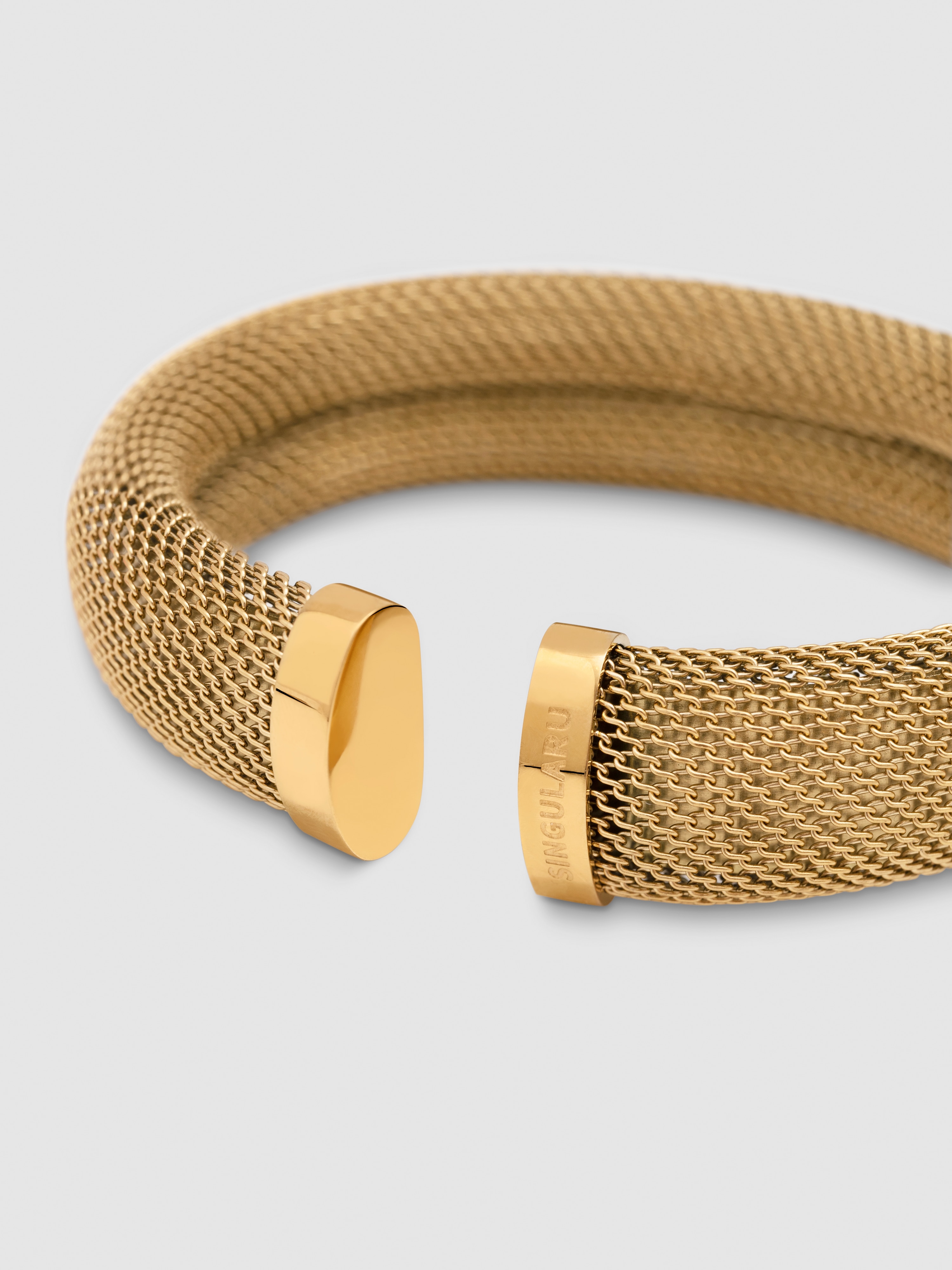 Pulseira Malha de Aço Banhada a Ouro Dourado-3