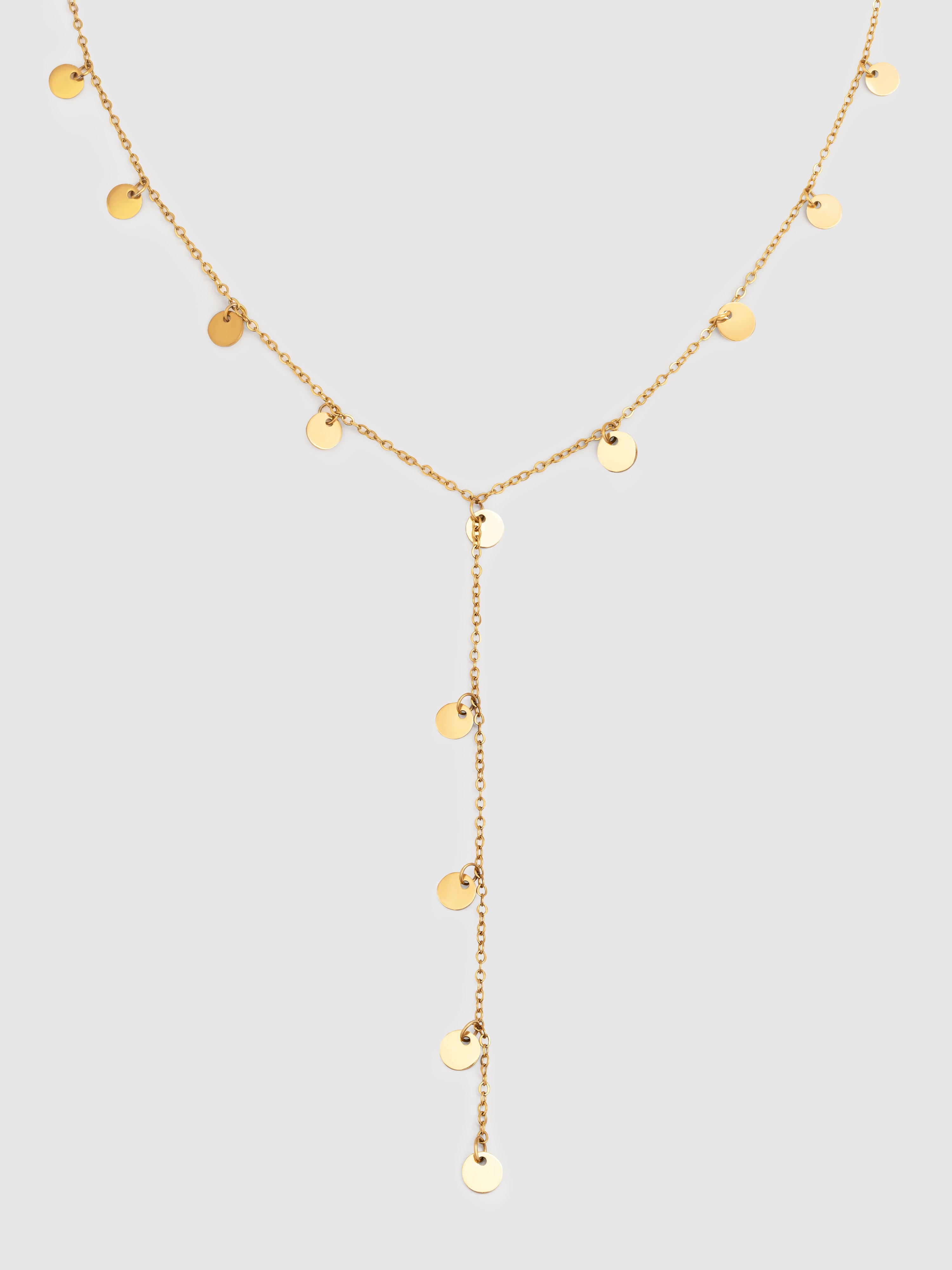 Colar e Mini Moon de Aço Banhado a Ouro Dourado-1