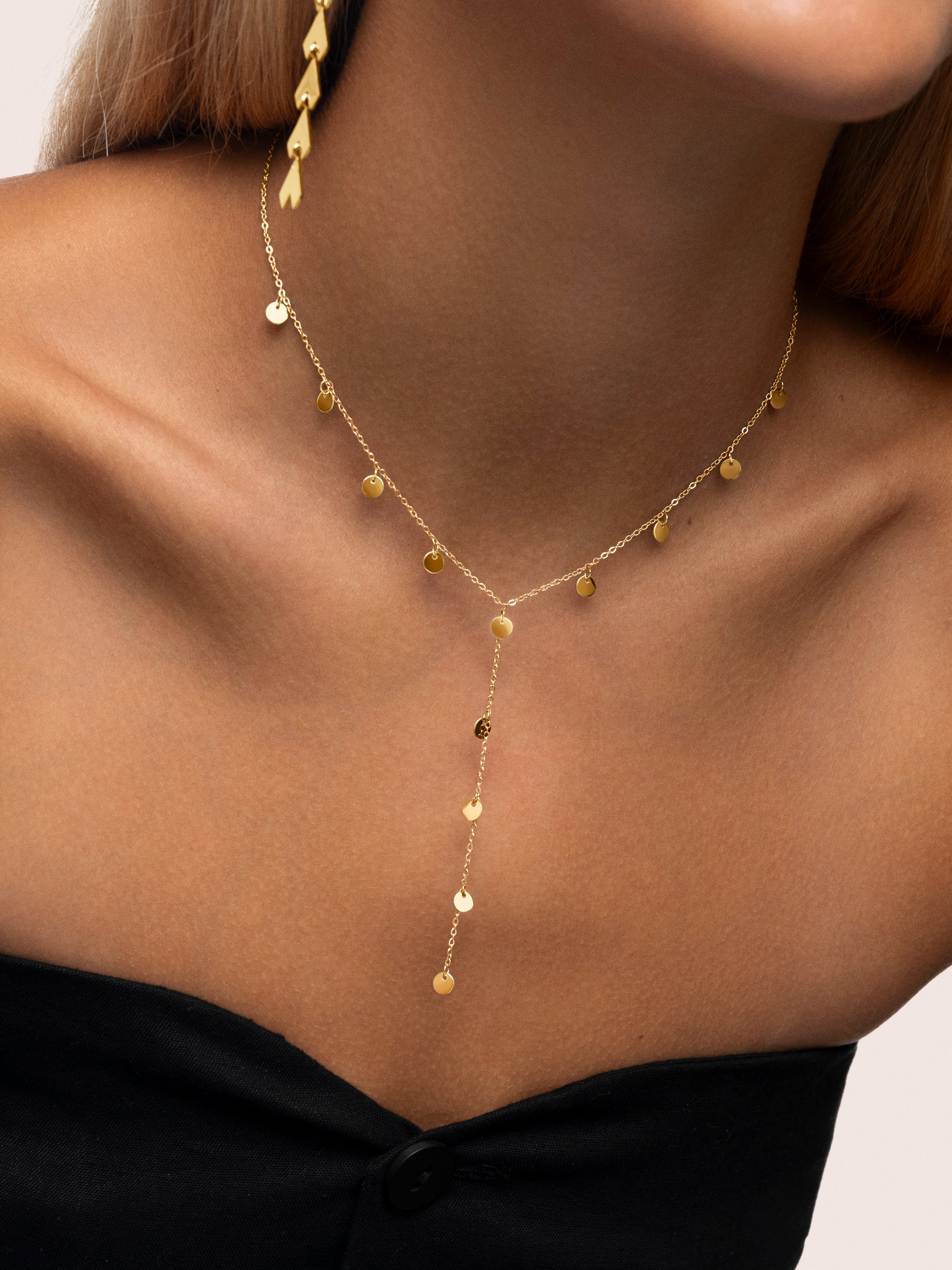 Colar e Mini Moon de Aço Banhado a Ouro Dourado-3
