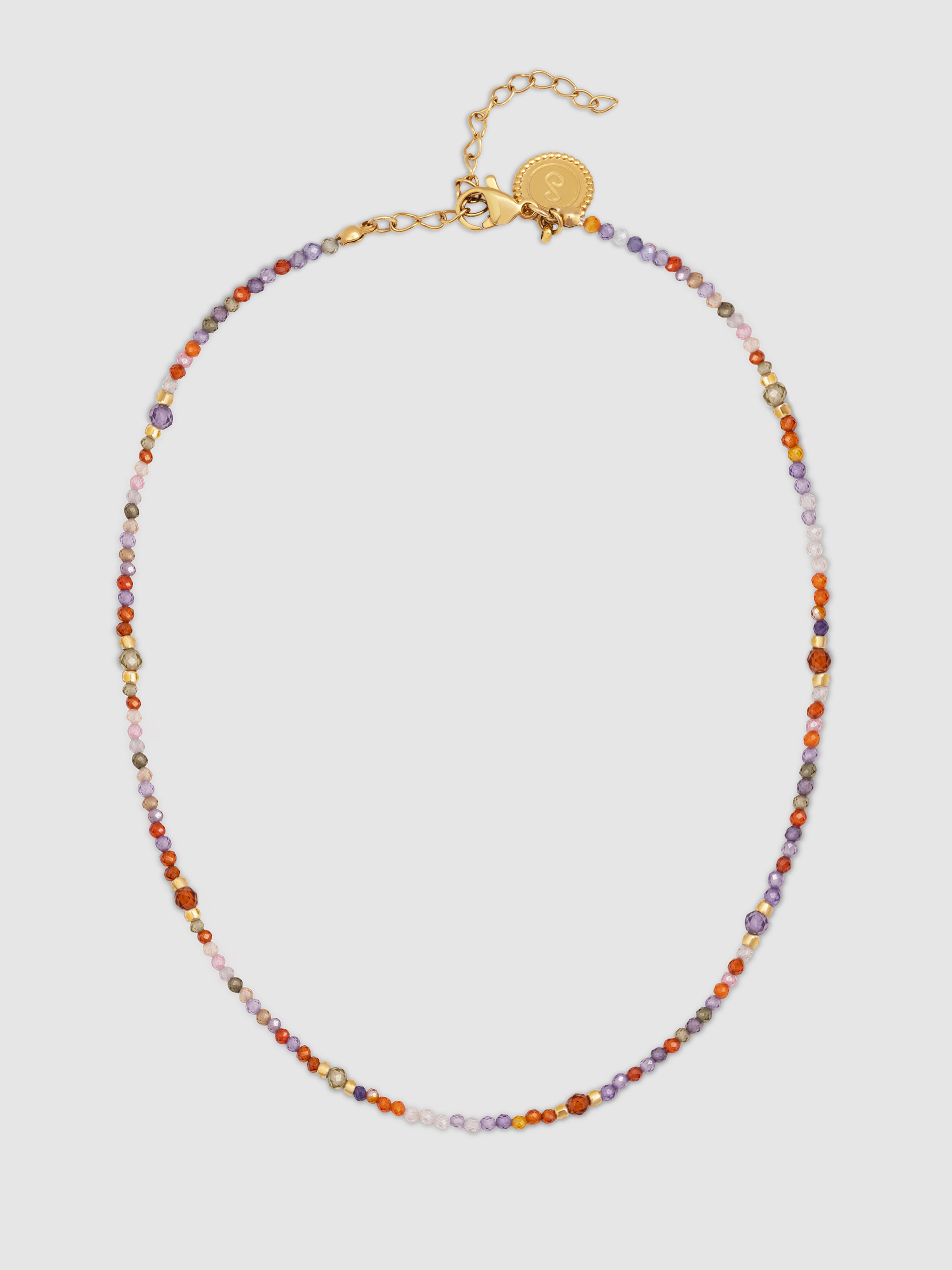 Colar Crystal Summer de Aço Banhado em Ouro Multicolor-4