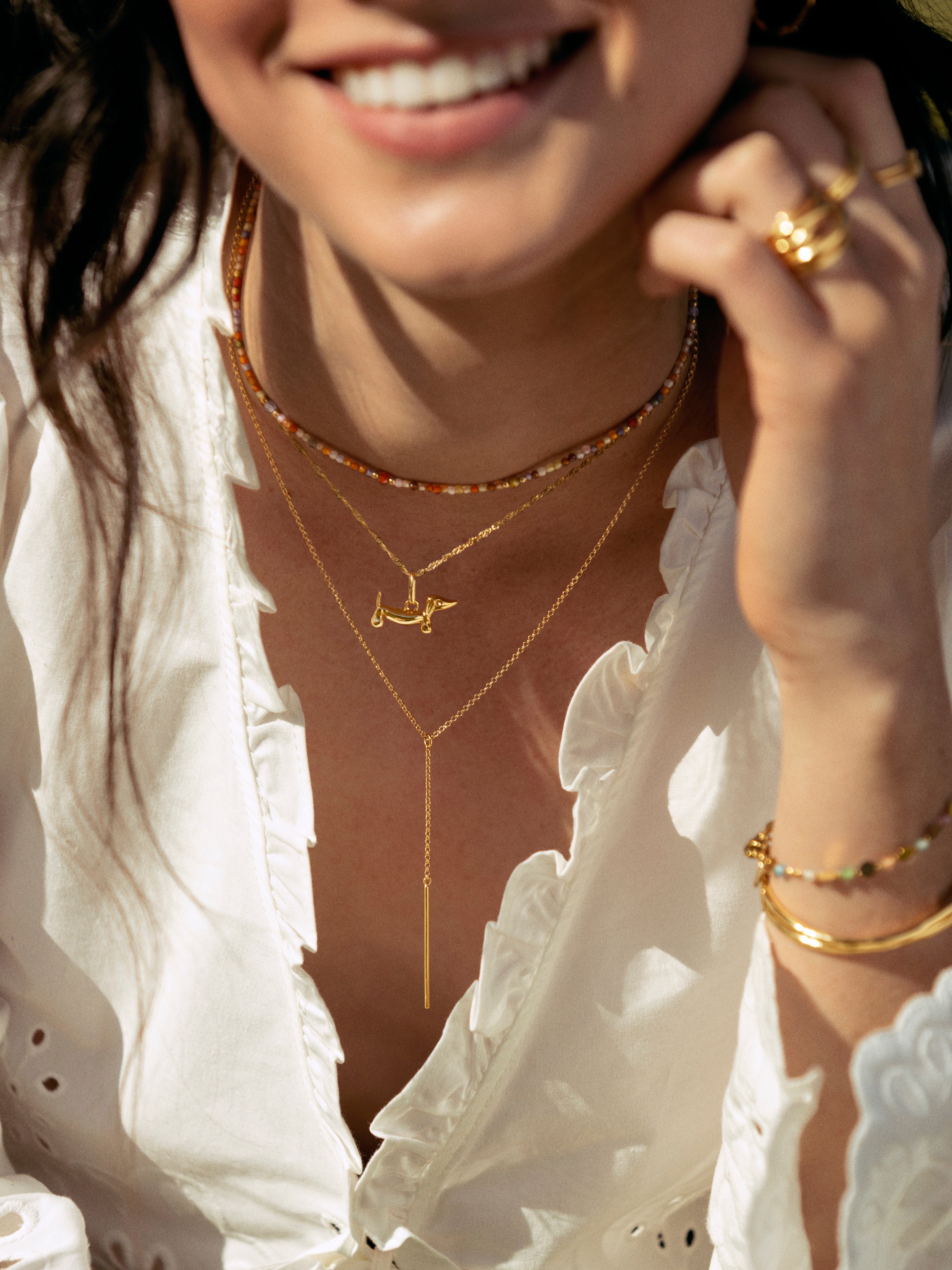 Colar Crystal Summer de Aço Banhado em Ouro Multicolor-7