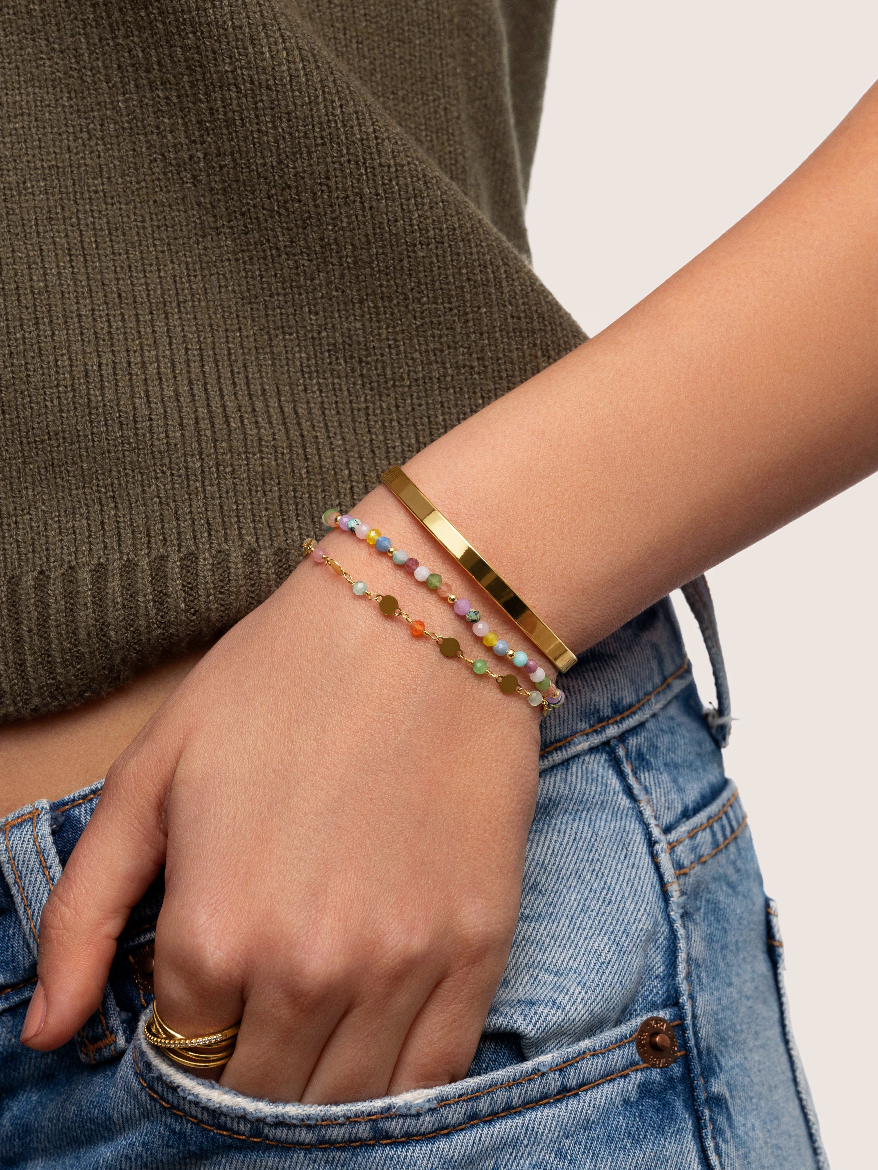 Pulseira de Corrente Altea Colors de Aço Banhada a Ouro Multicolor-4