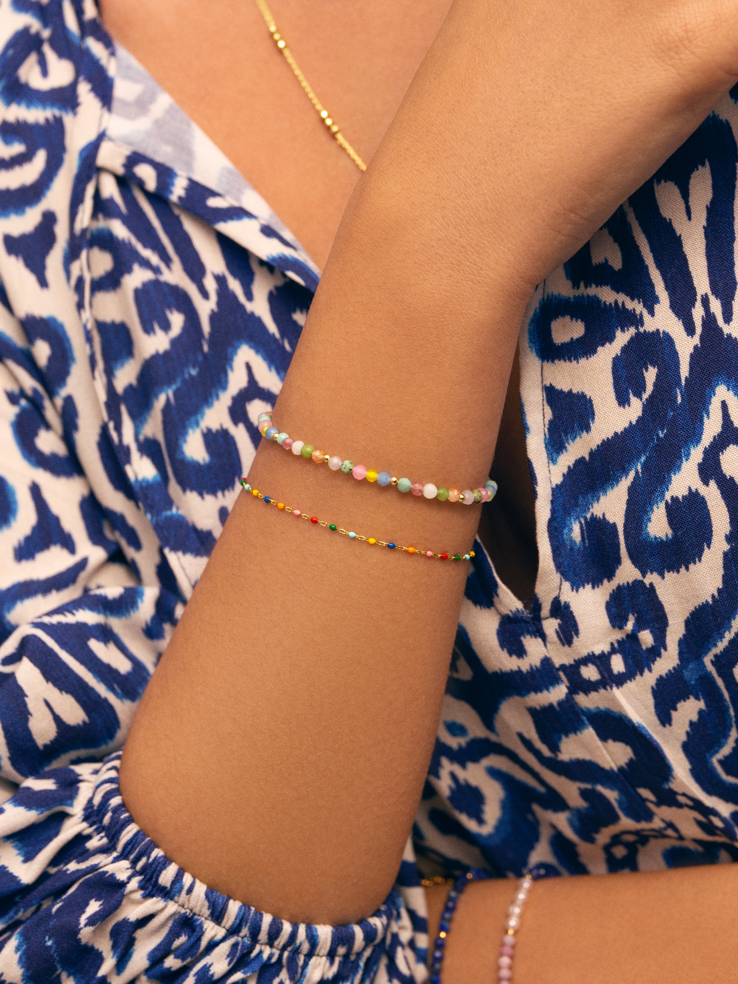 Pulseira de Corrente Altea Colors de Aço Banhada a Ouro Multicolor-5