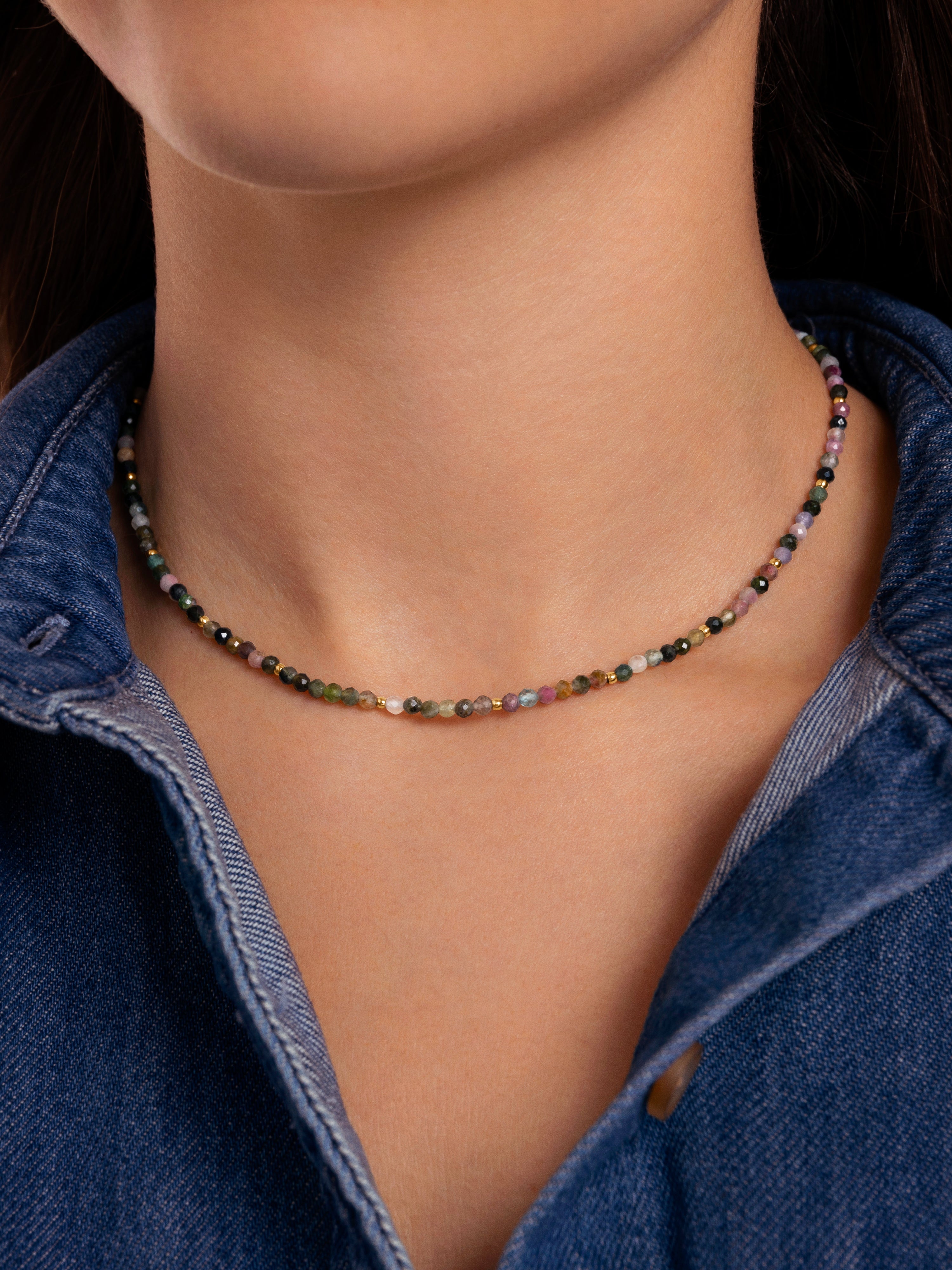 Colar Altea Dots Tourmaline Syra de Aço Banhado a Ouro Multicolor-3