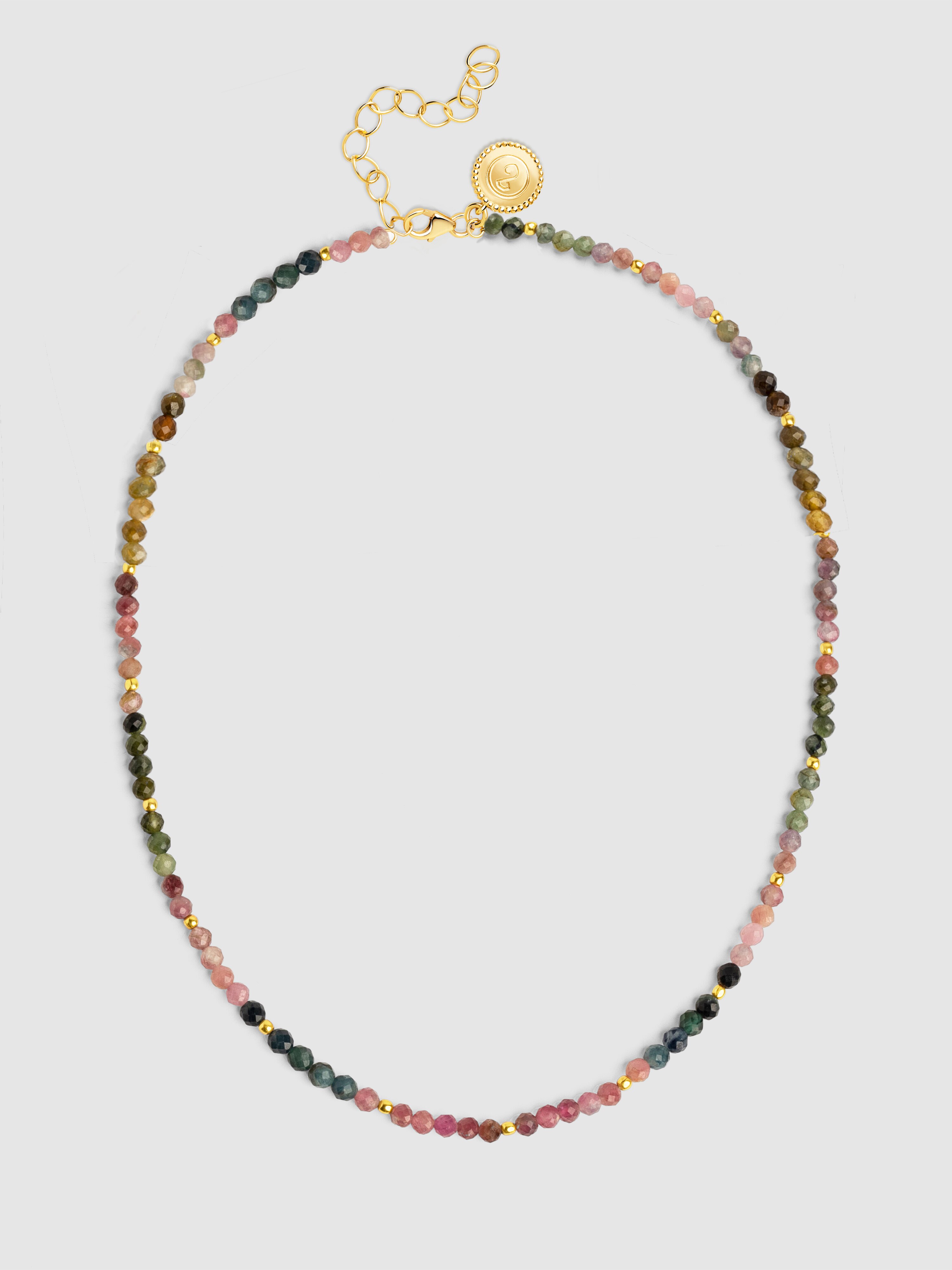 Colar Altea Dots Tourmaline Syra de Aço Banhado a Ouro Multicolor-4