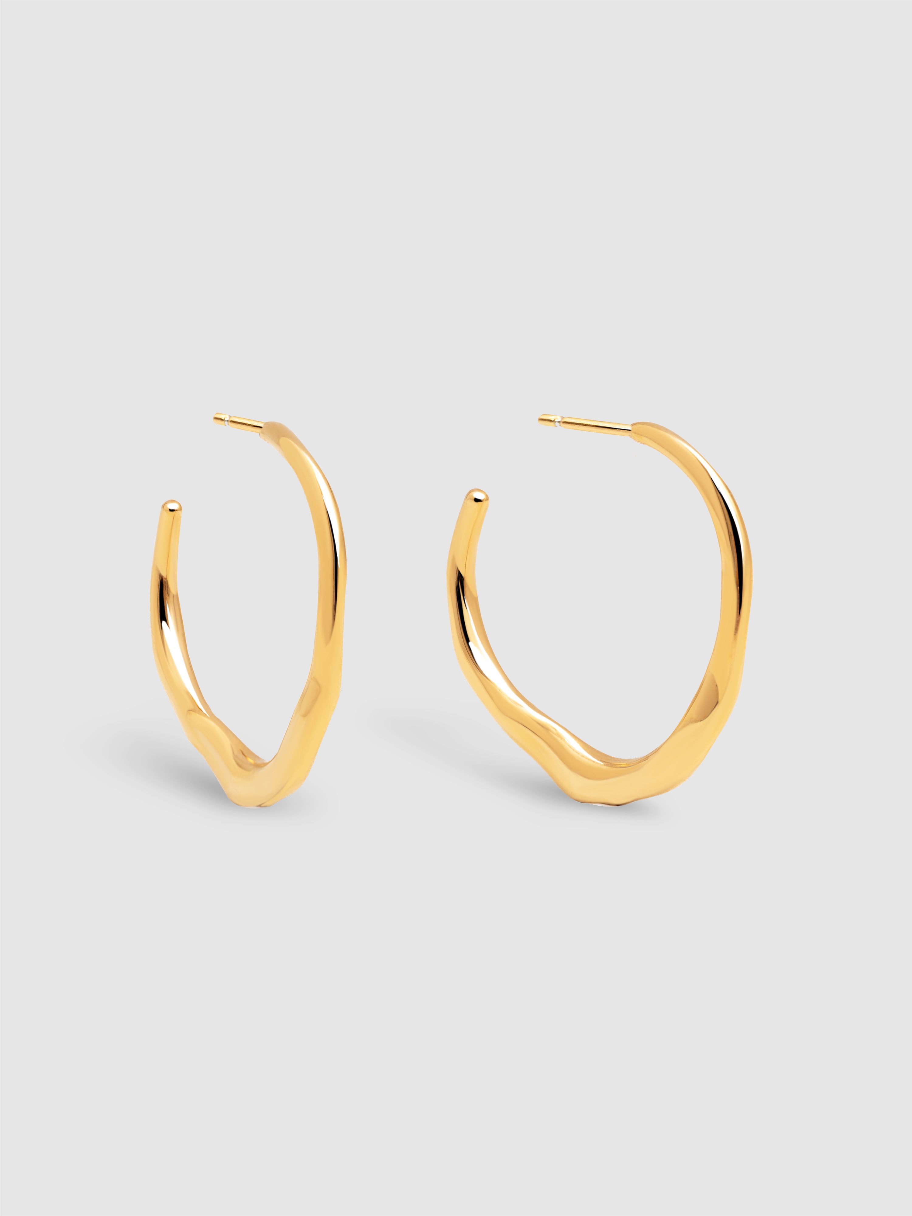 Brincos de Argola Odette de Aço Banhados a Ouro Dourado-1