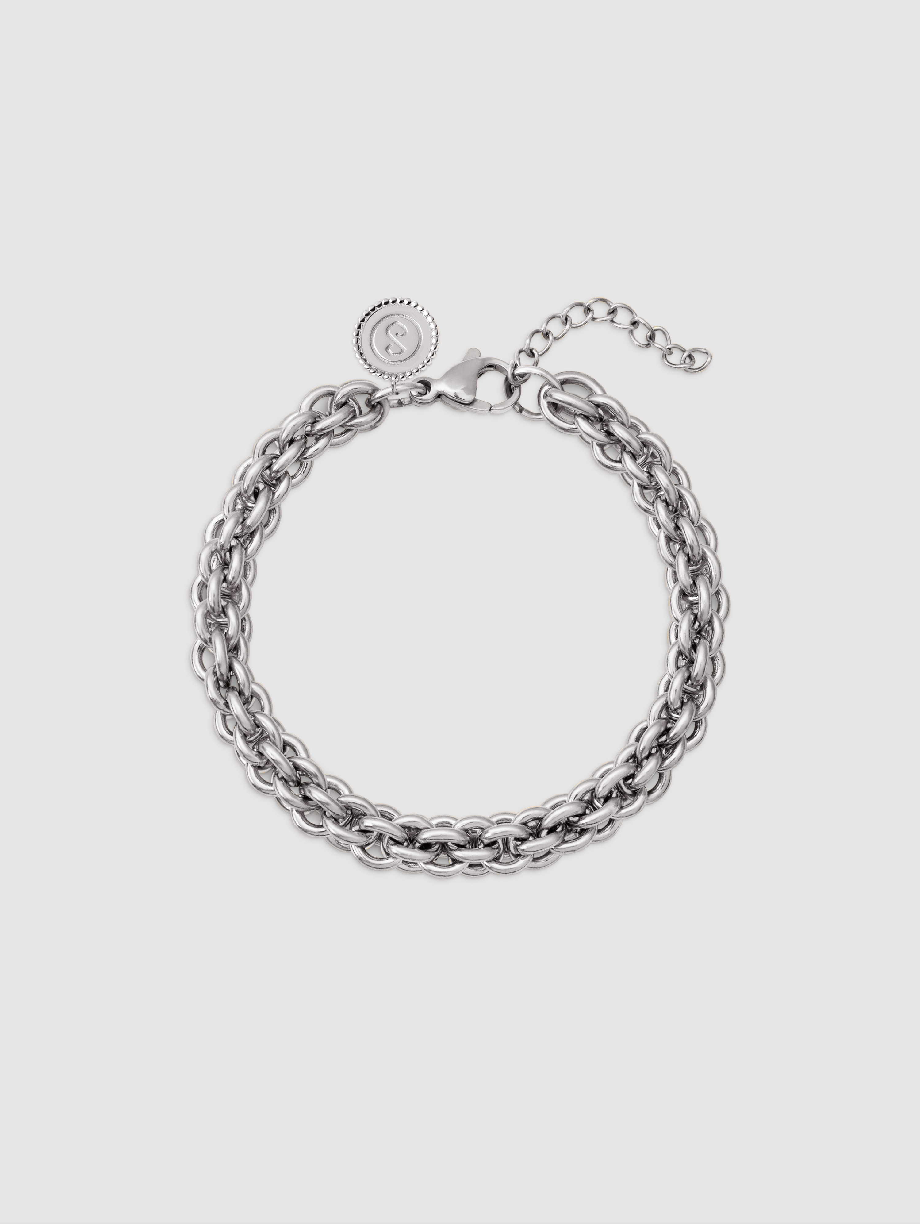 Pulseira de Elos Big Rope de Aço Prateado-1