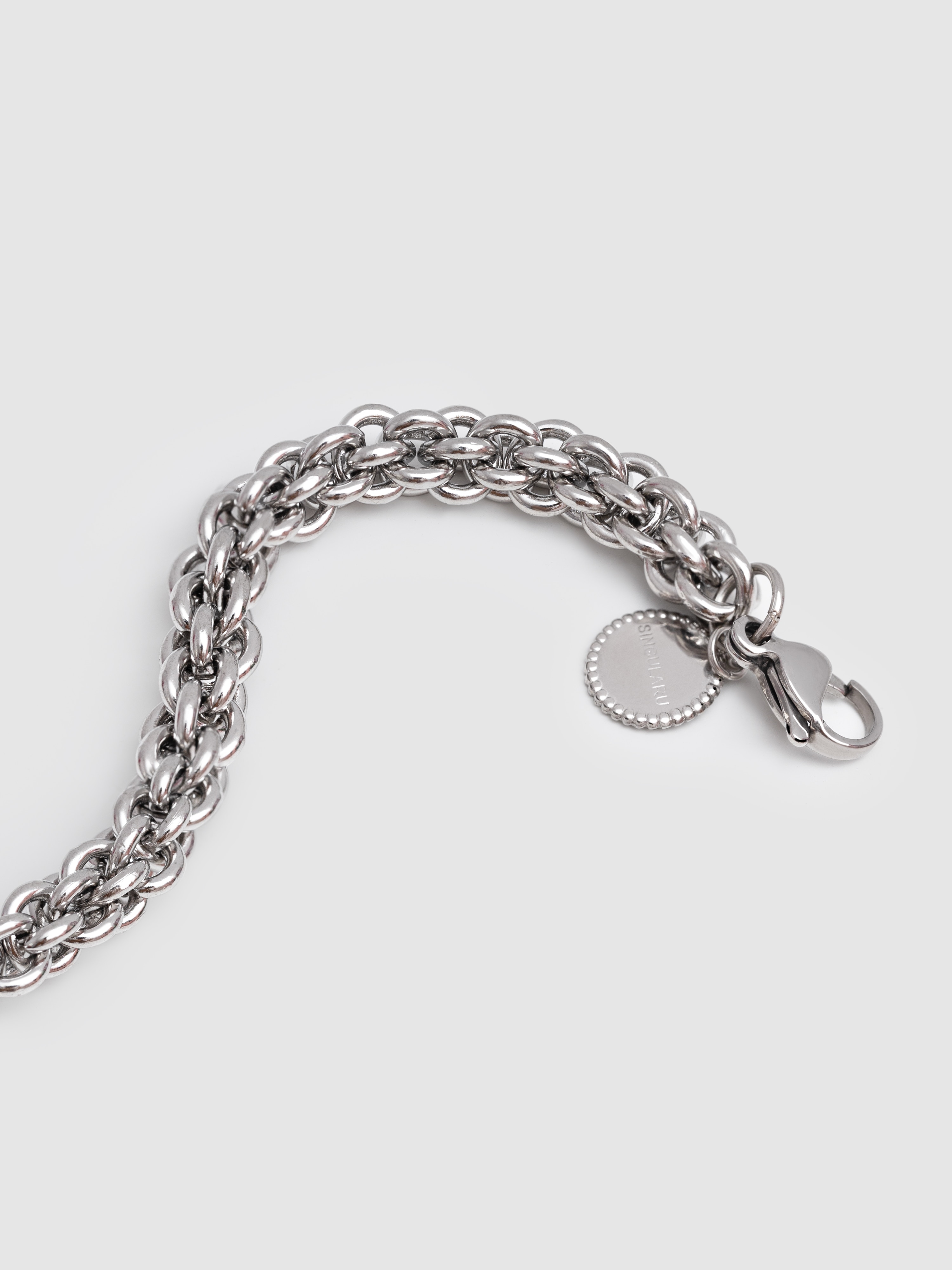 Pulseira de Elos Big Rope de Aço Prateado-3
