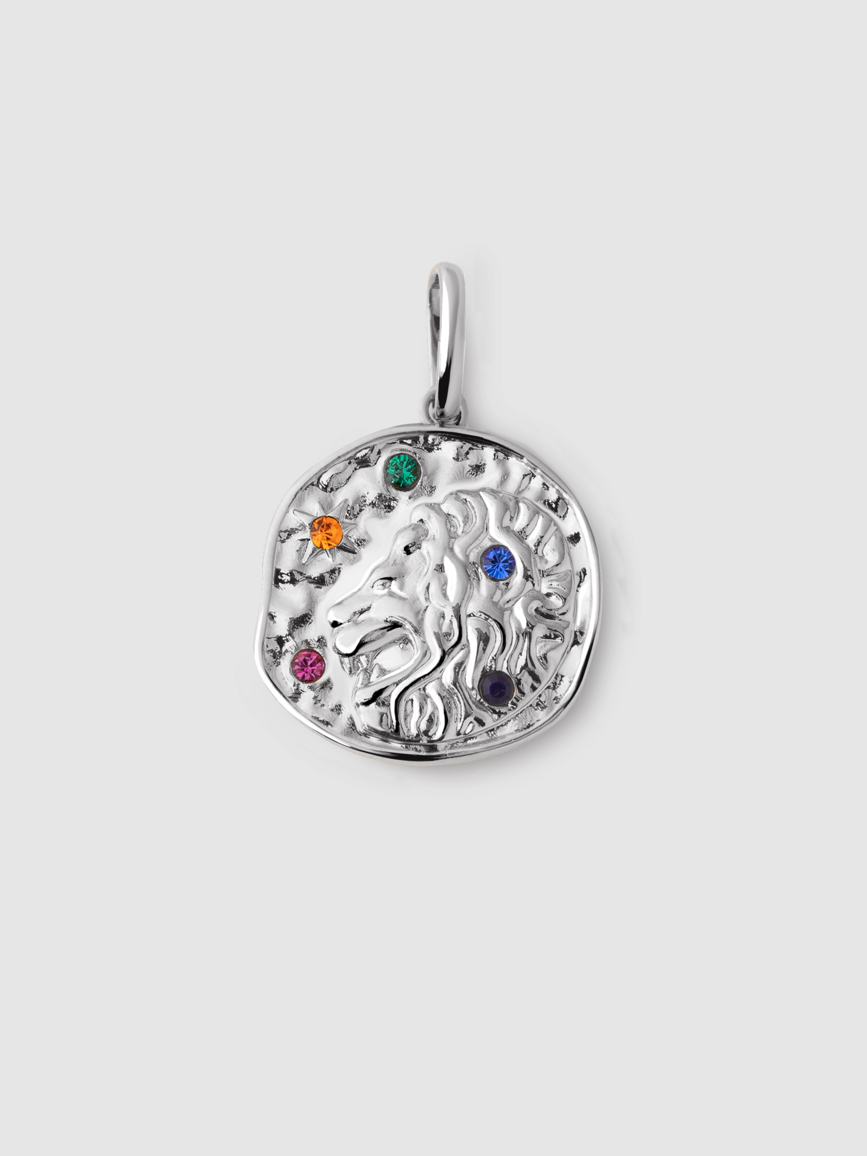 Imagem 0 de Charm Organic Colors Zodíaco Leão de Liga de Metais Banhado em Ródio