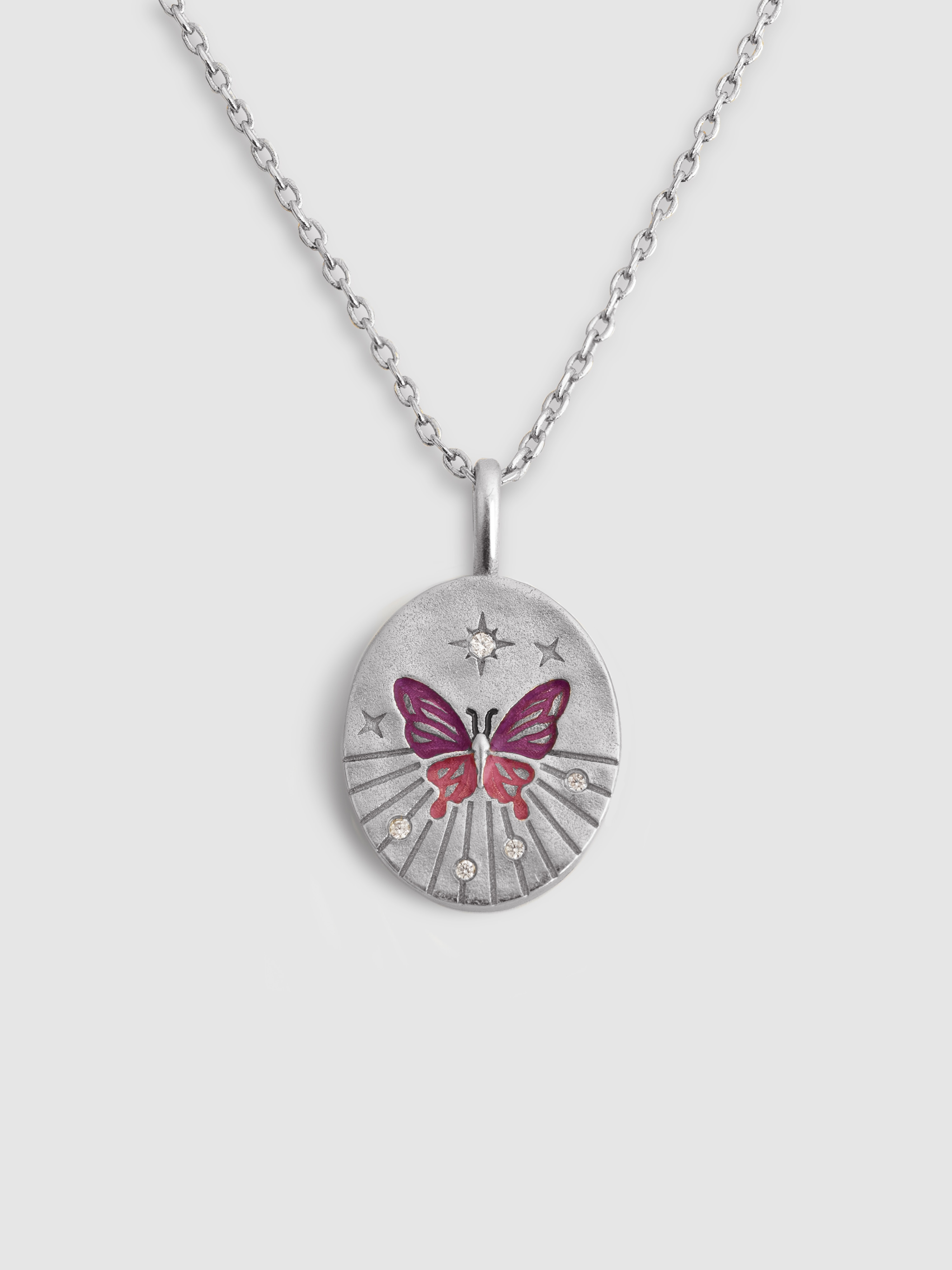 Colar Medallion Butterfly Rose de Liga de Metais Banhado em Ródio Prata / Rosa-1