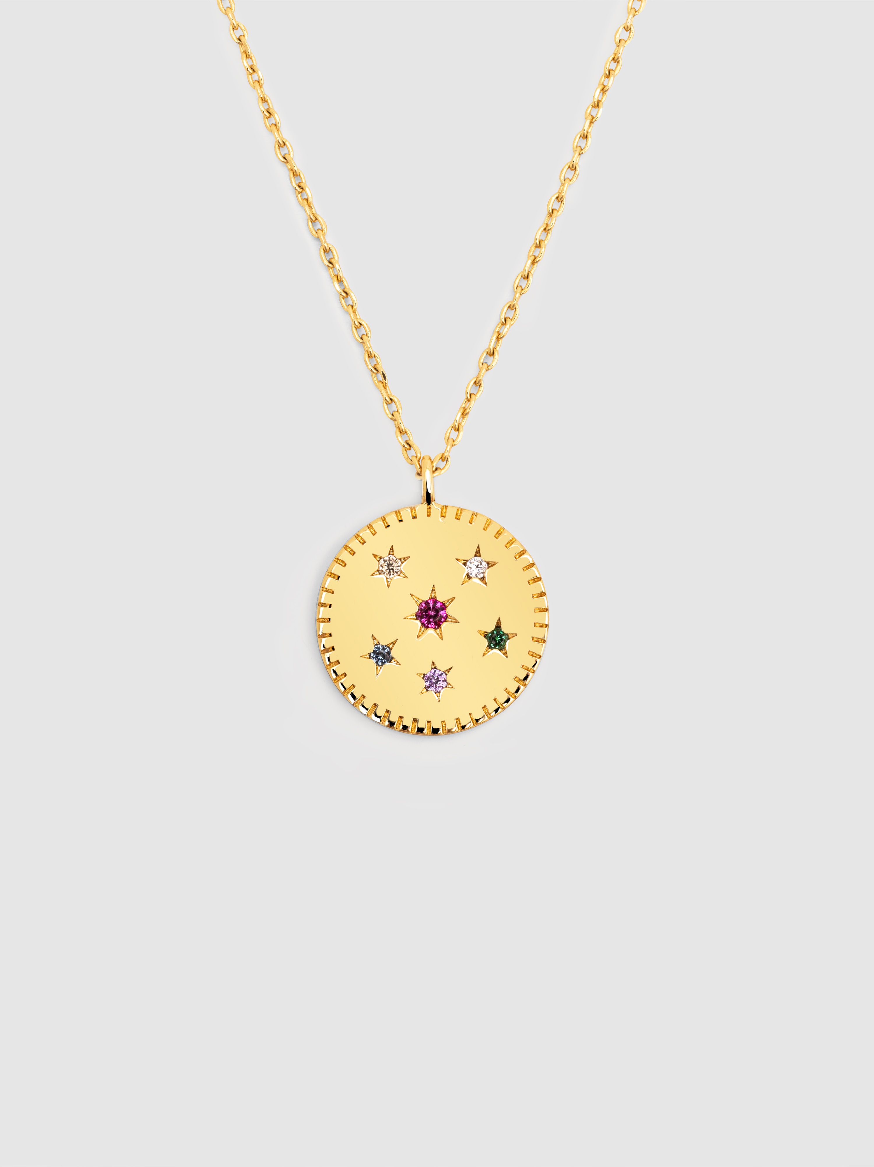 Colar Medallion Spark Color de Liga de Metais Banhado a Ouro Multicolor-1