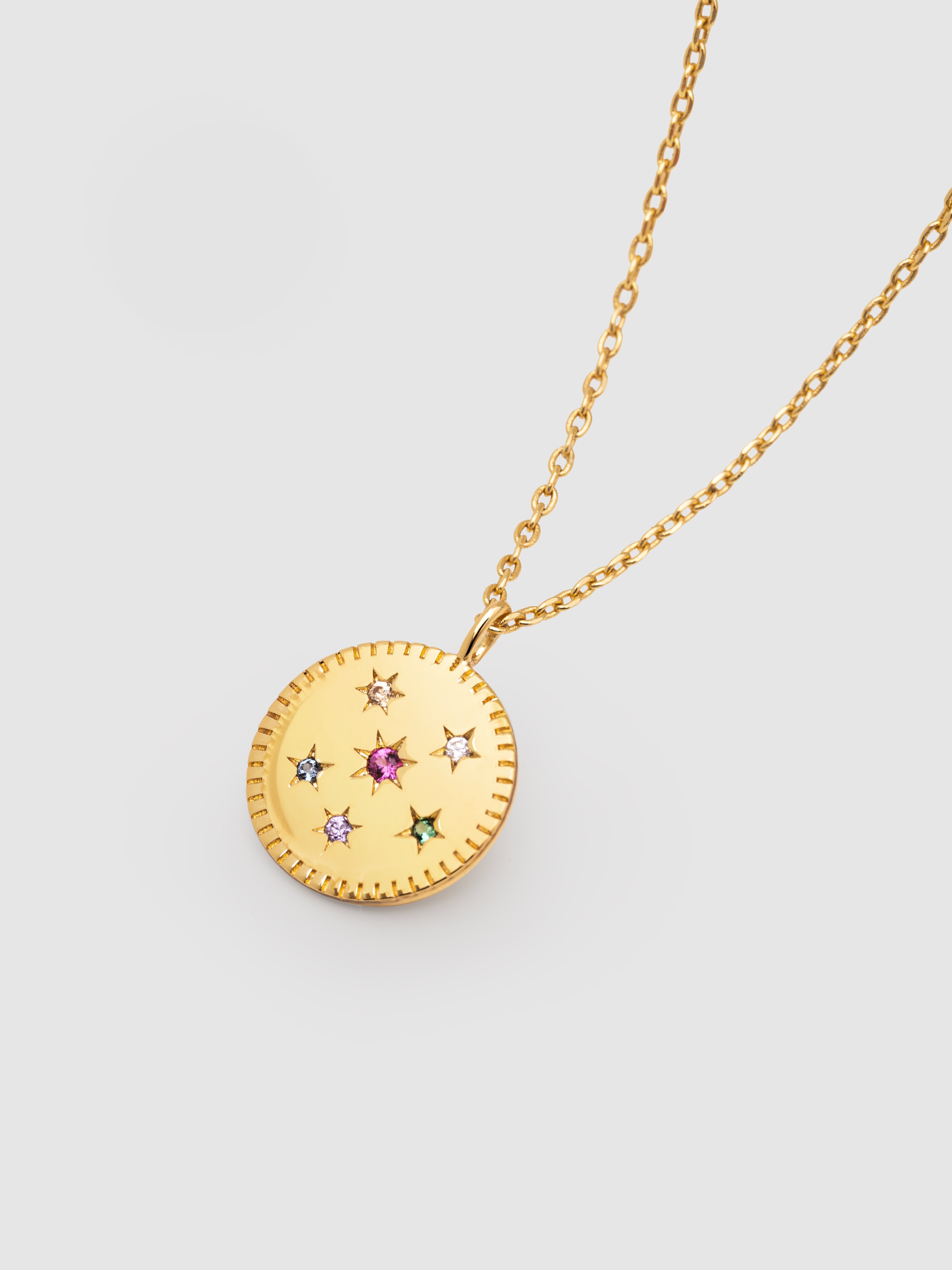 Colar Medallion Spark Color de Liga de Metais Banhado a Ouro Multicolor-3