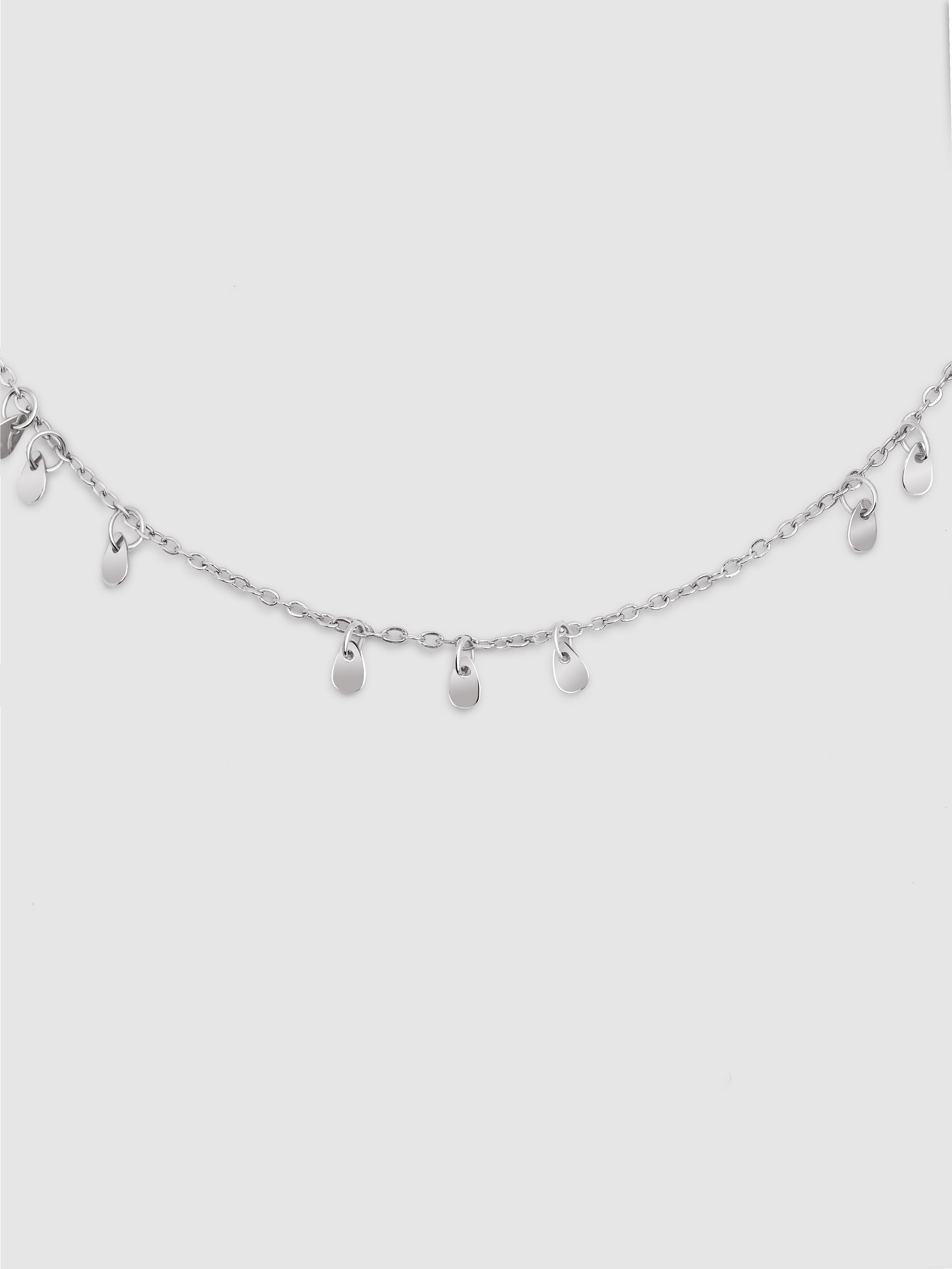 Colar Mini Gota Charms de Aço Prateado-1