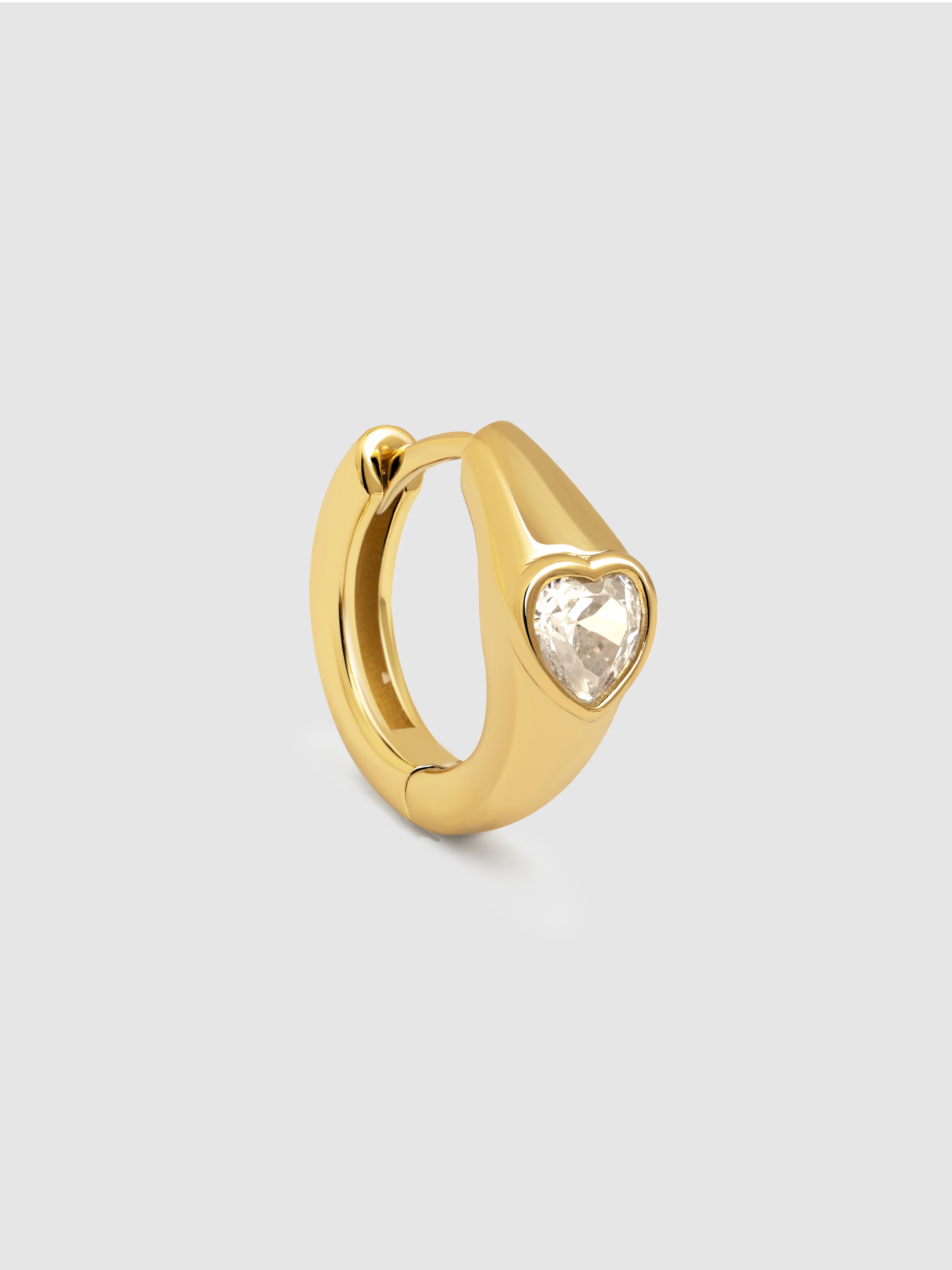 Brinco Individual Argola Heart de Liga de Metais Banhado a Ouro Dourado-1