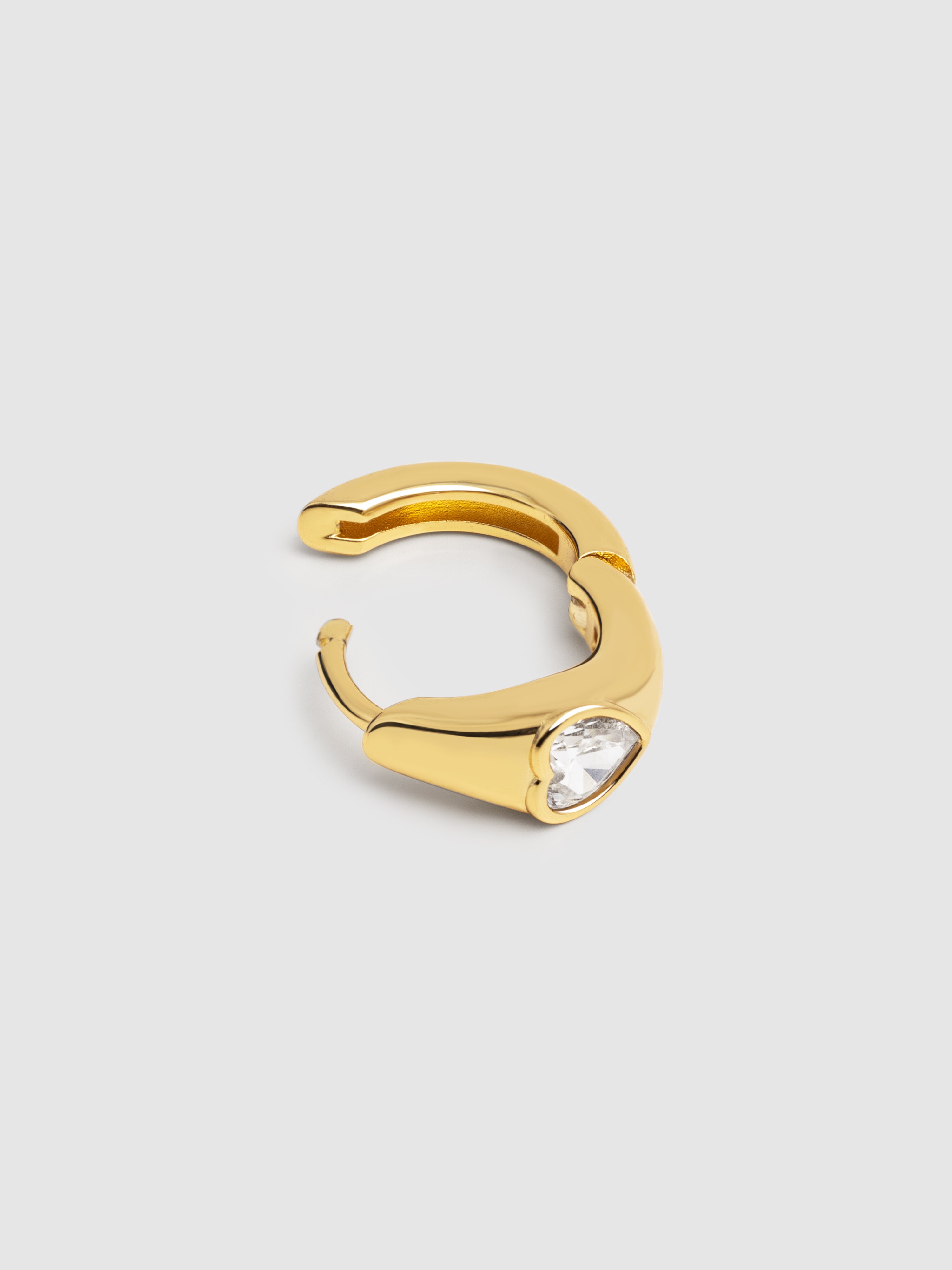Brinco Individual Argola Heart de Liga de Metais Banhado a Ouro Dourado-3