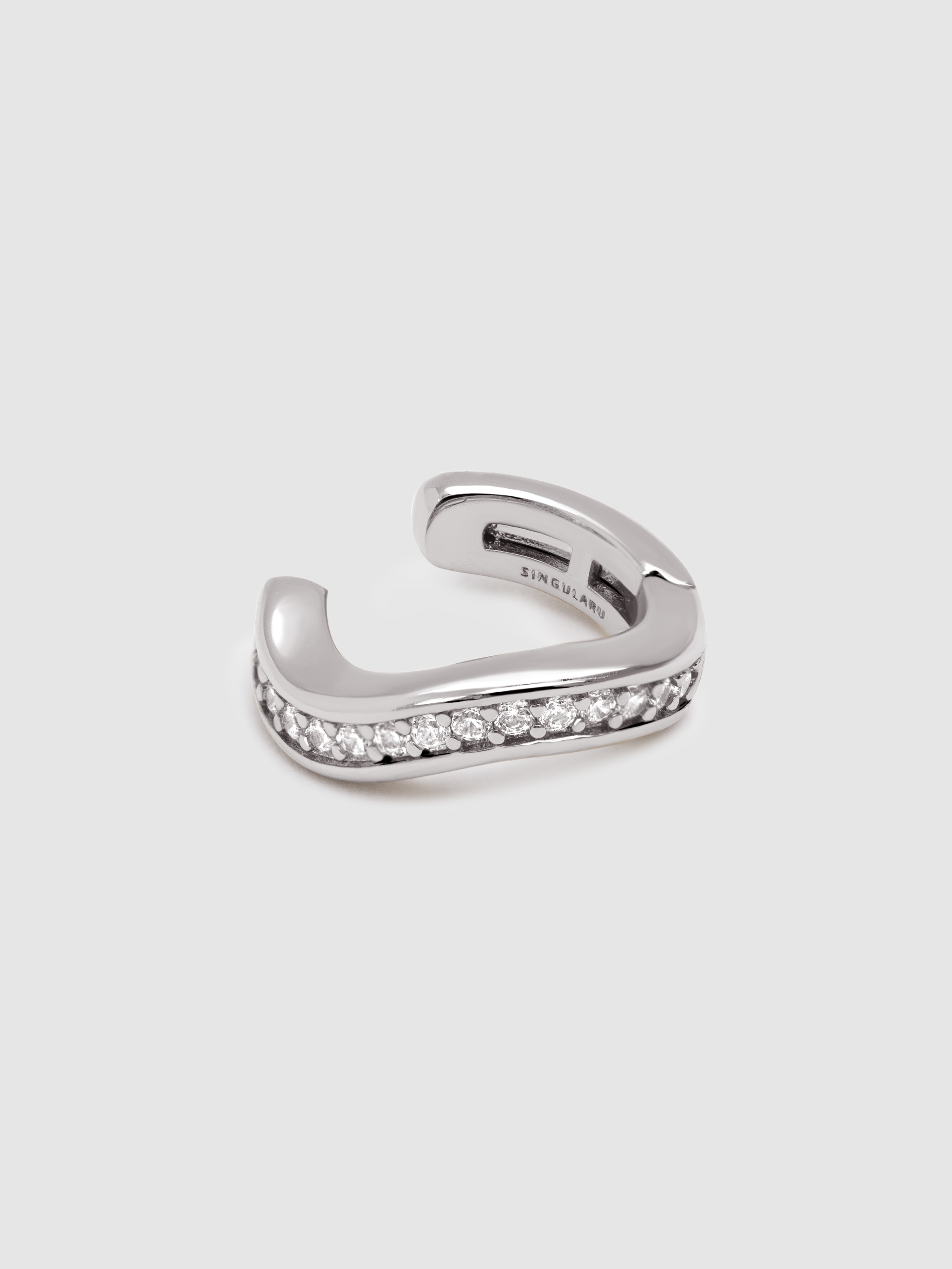 Brinco Individual Ear Cuff Hailey de Liga de Metais Banhado a Ródio Prateado-1