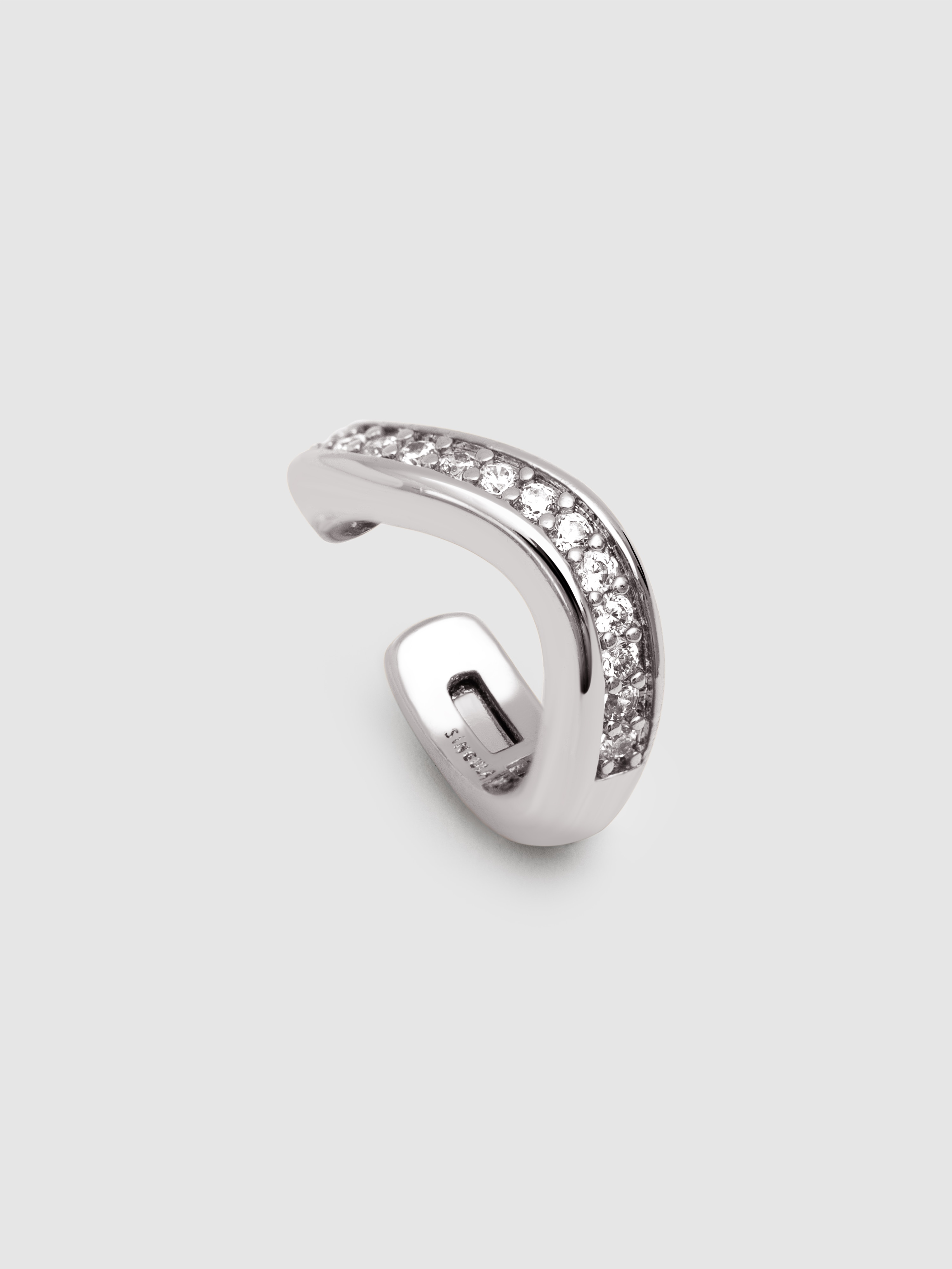 Brinco Individual Ear Cuff Hailey de Liga de Metais Banhado a Ródio Prateado-4
