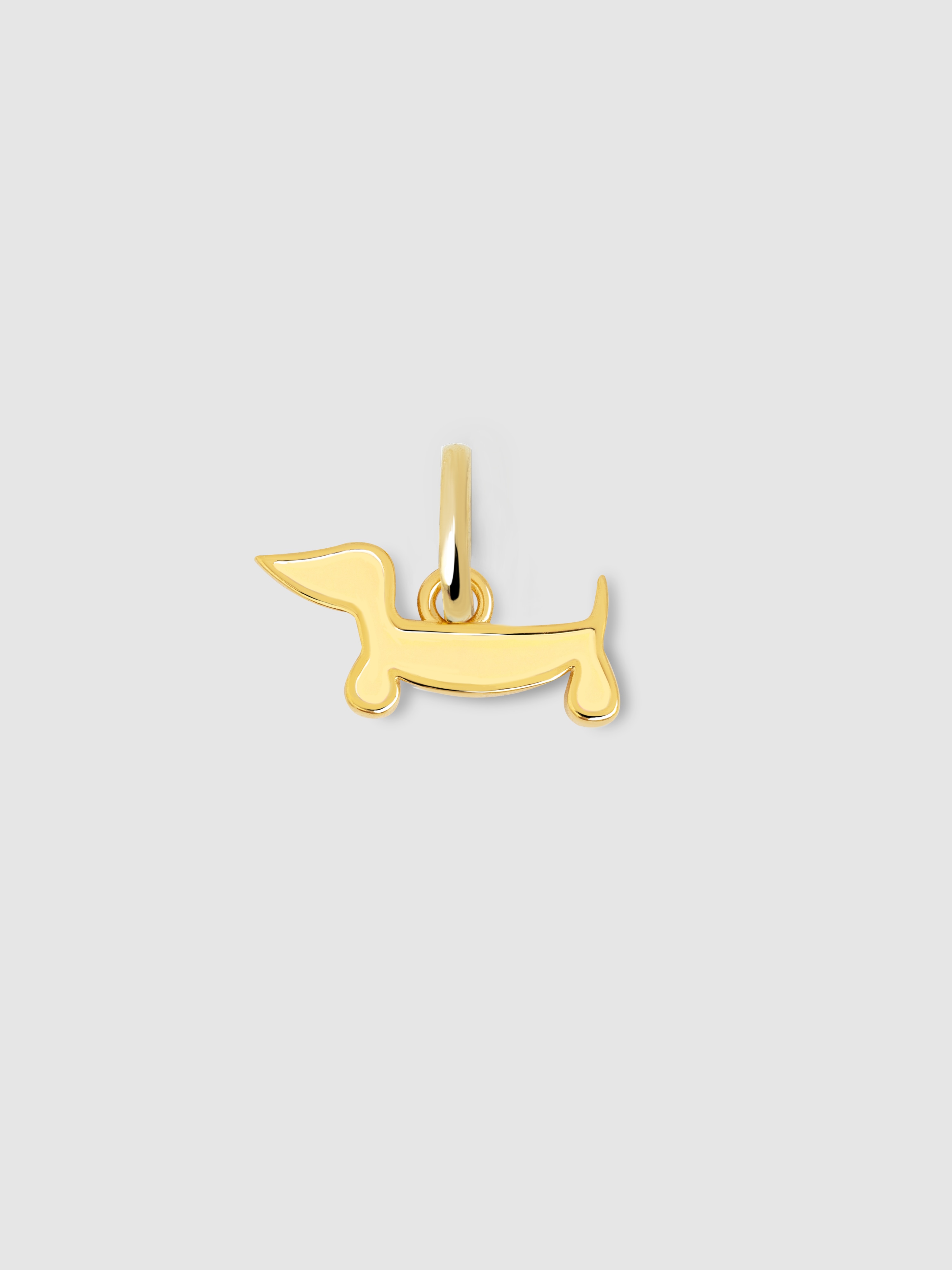 Charm Mini Cão Teckel Enamel Amarelo de Liga de Metais Banhado a Ouro Ouro-1