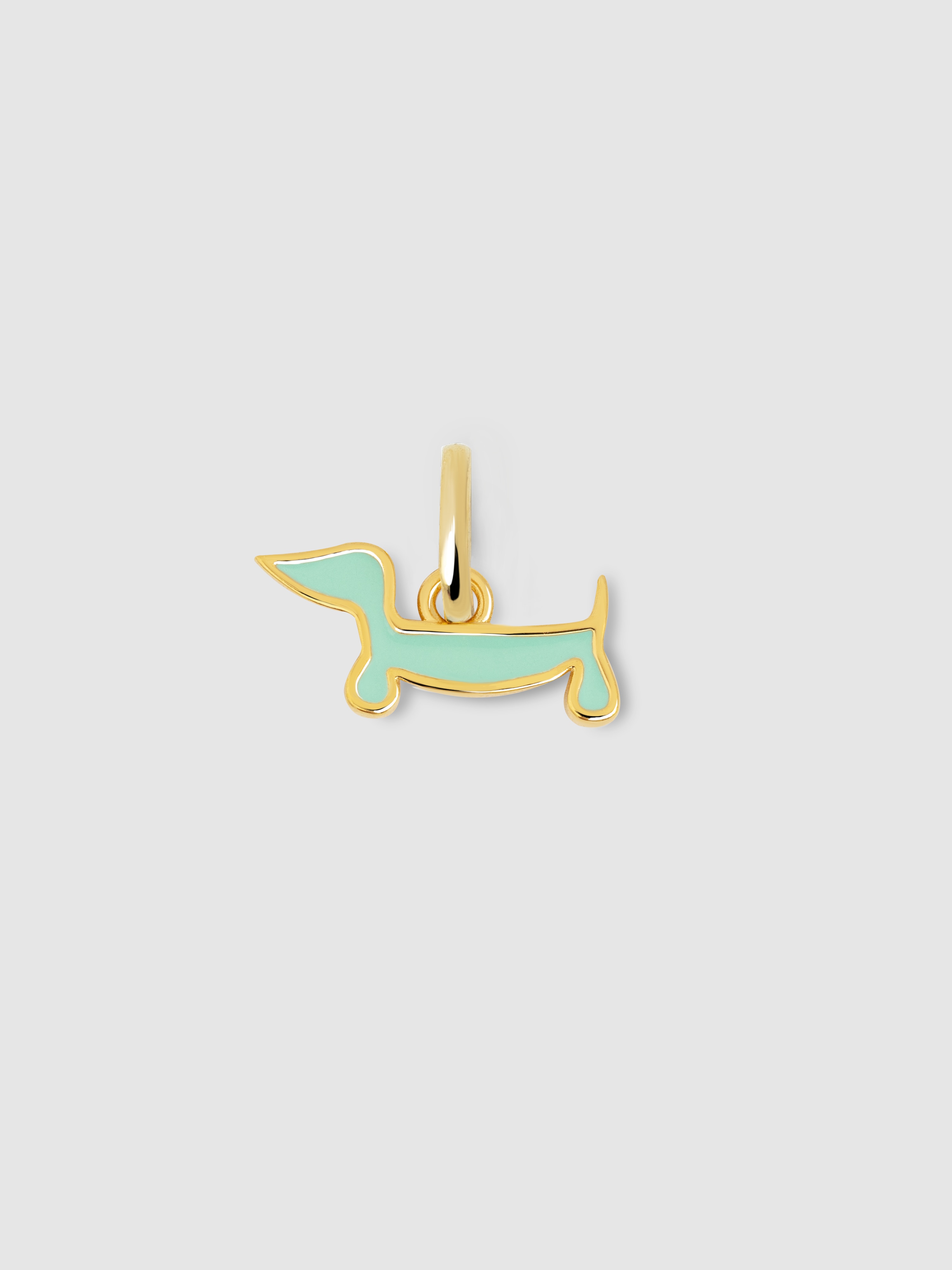 Charm Mini Cão Teckel Enamel Sky de Liga de Metais Banhado em Ouro Azul-turquesa-1