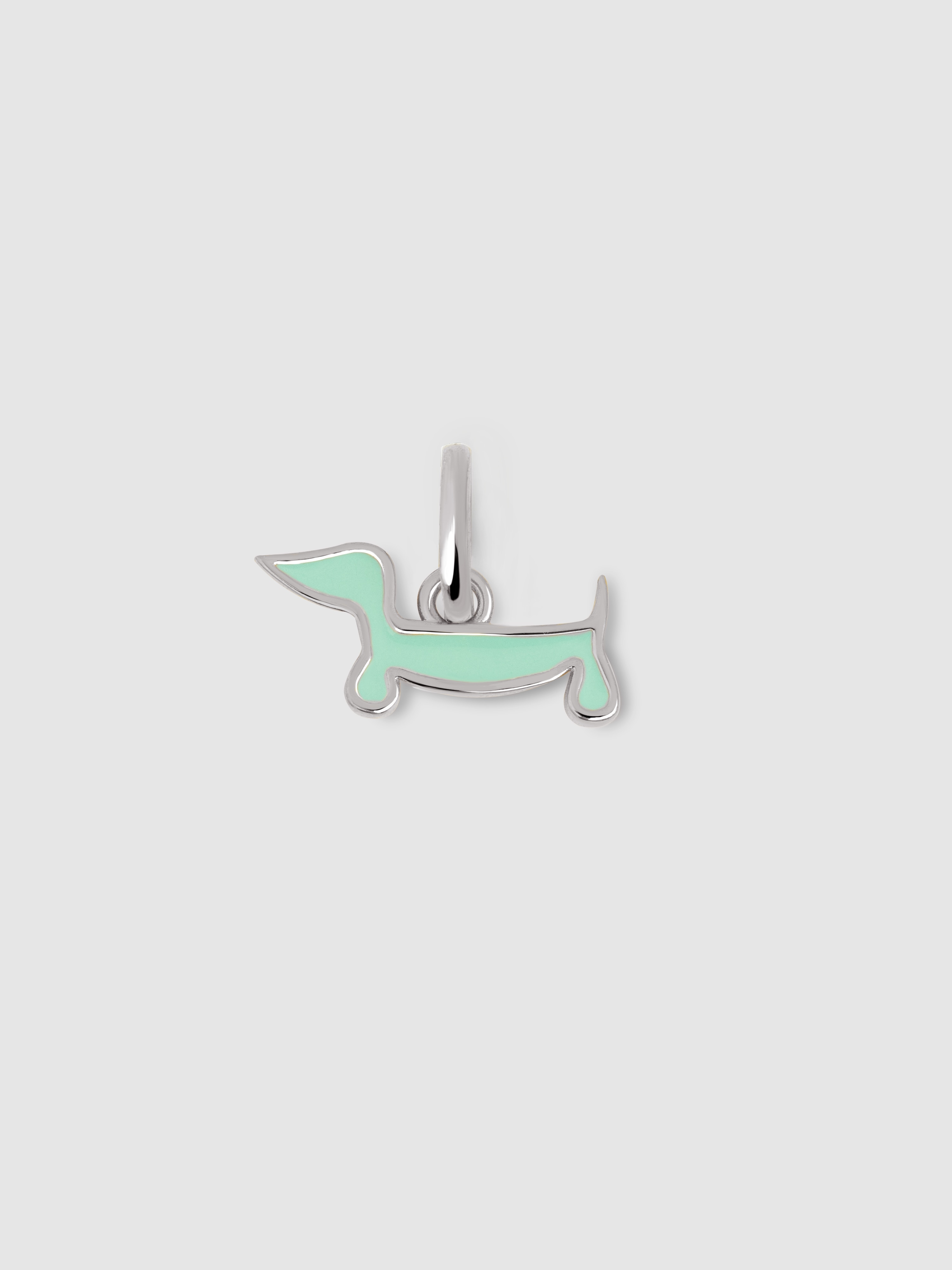 Charm Mini Cão Teckel Enamel Sky de Liga de Metais Banhado a Ródio Azul-turquesa-1