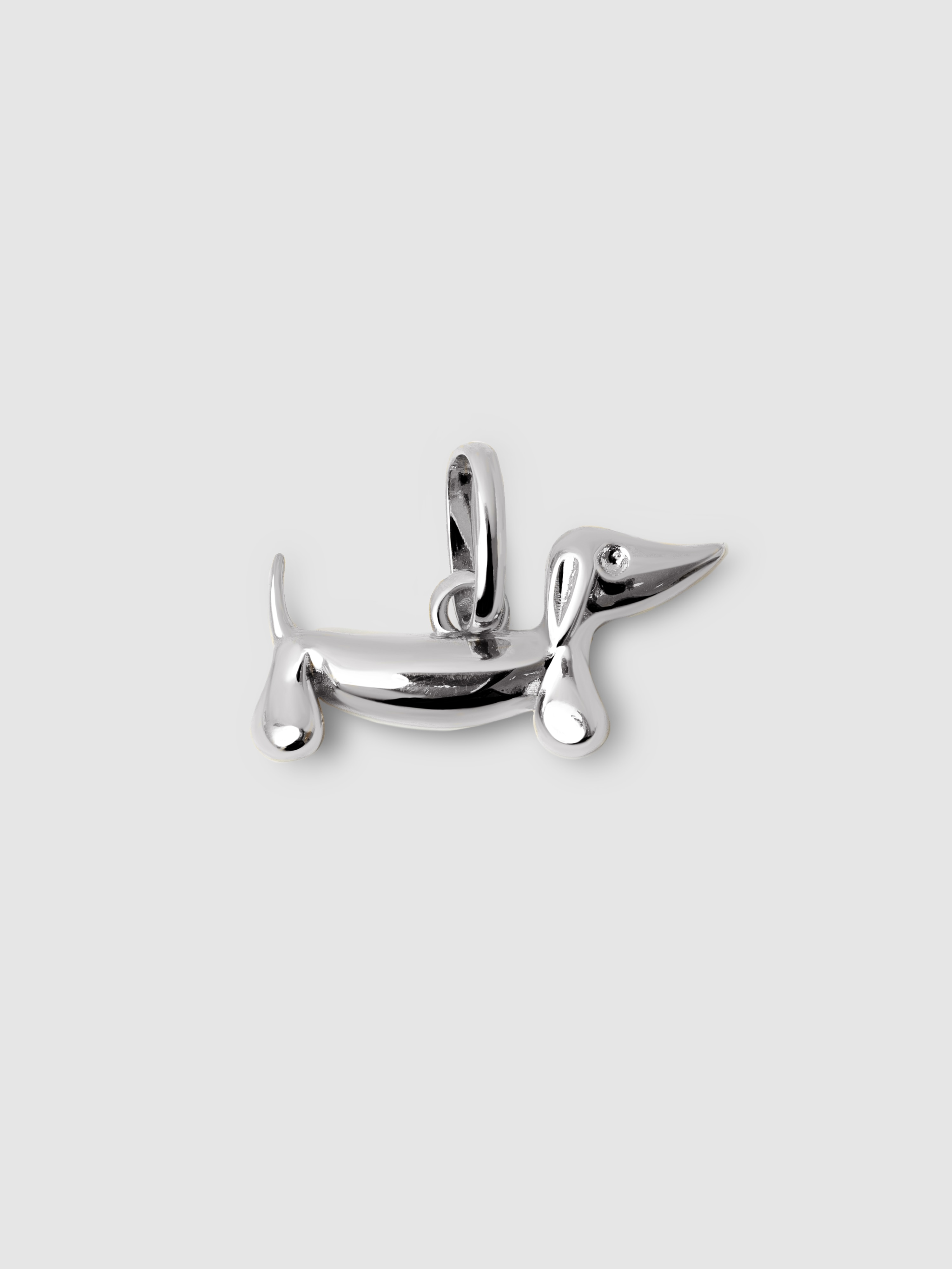Charm Cão Teckel Enamel Black de Liga de Metais Banhado a Ouro Prata-1