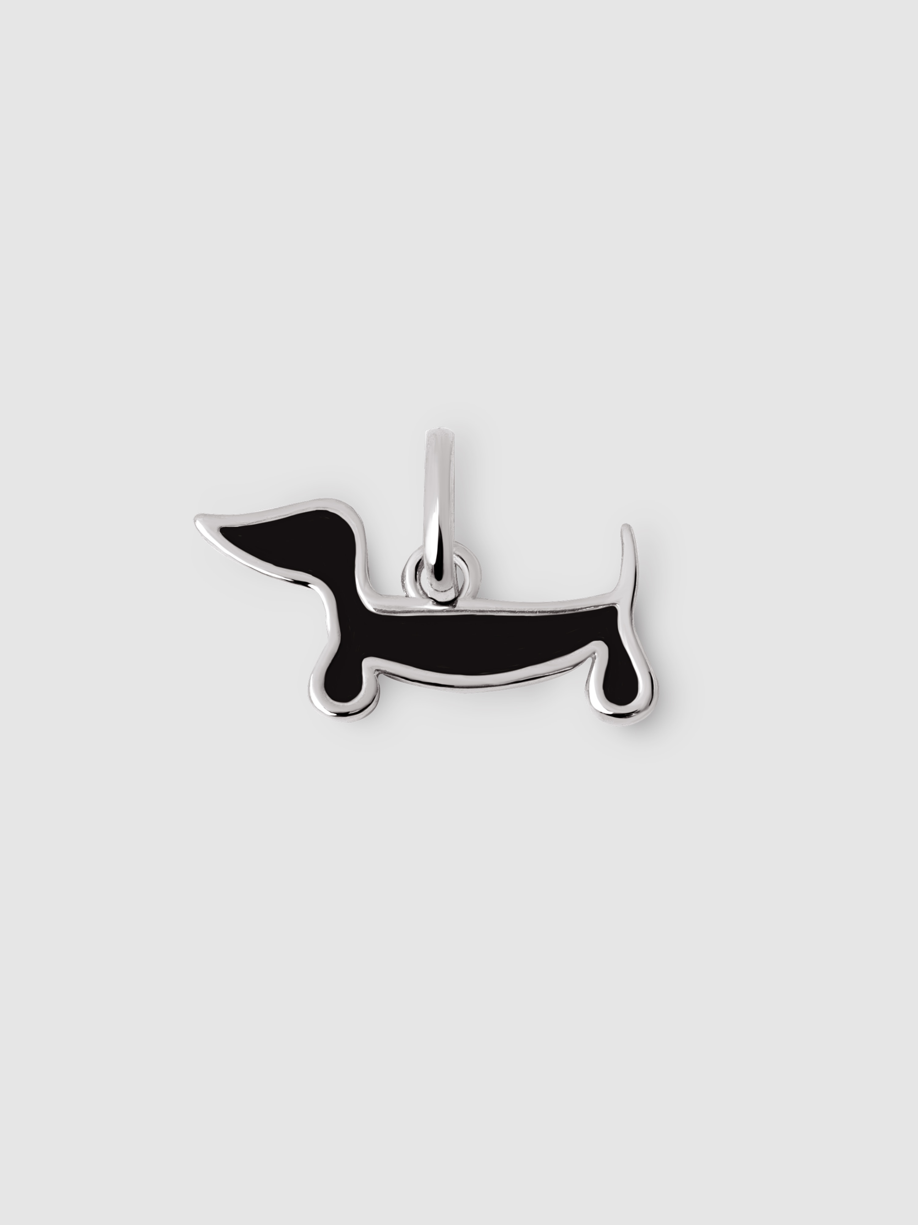 Charm Cão Teckel Enamel Black de Liga de Metais Banhado a Ouro Prata-3