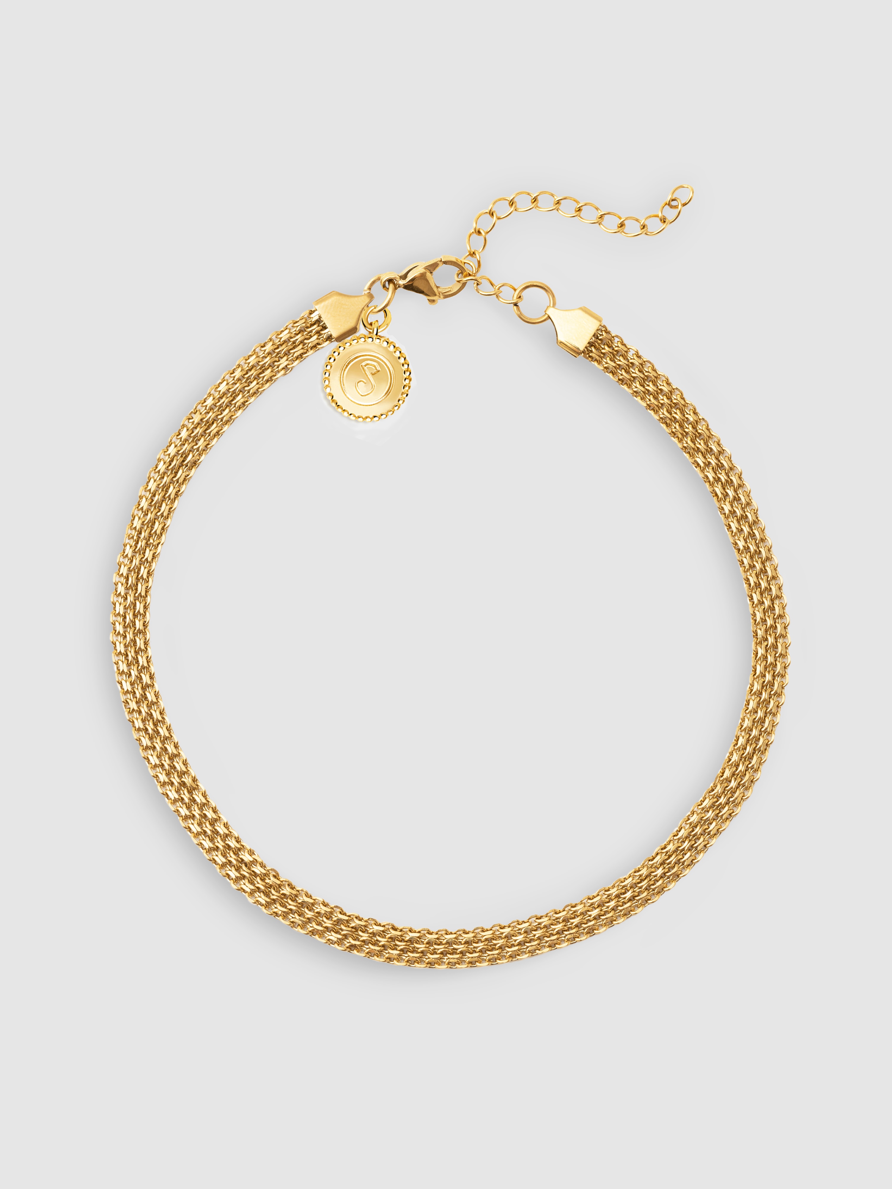 Imagem 0 de Colar Tipo Chocker Tape de Aço Banhado a Ouro