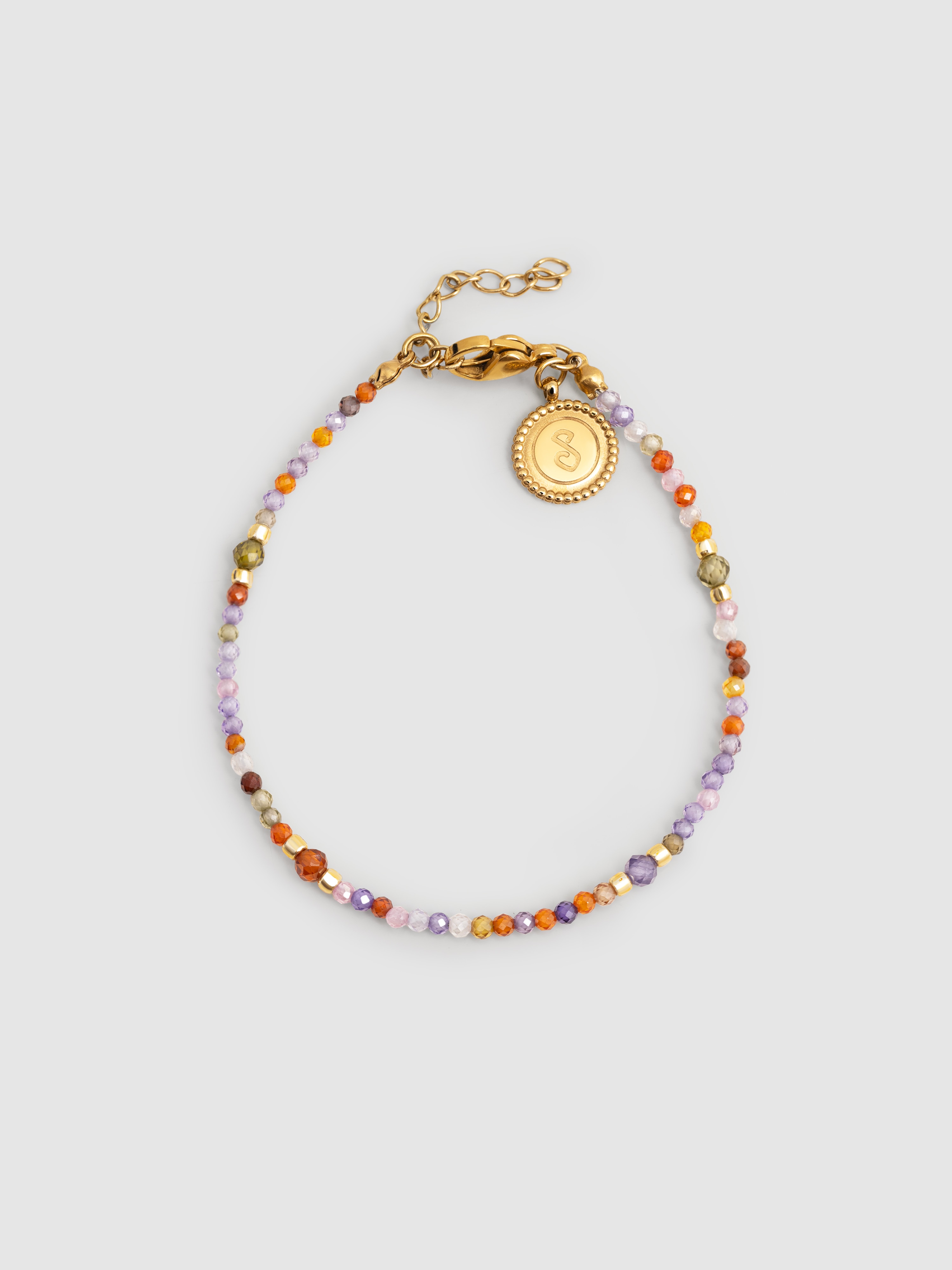 Pulseira de Corrente Crystal Summer de Aço Banhada a Ouro Multicolor-1