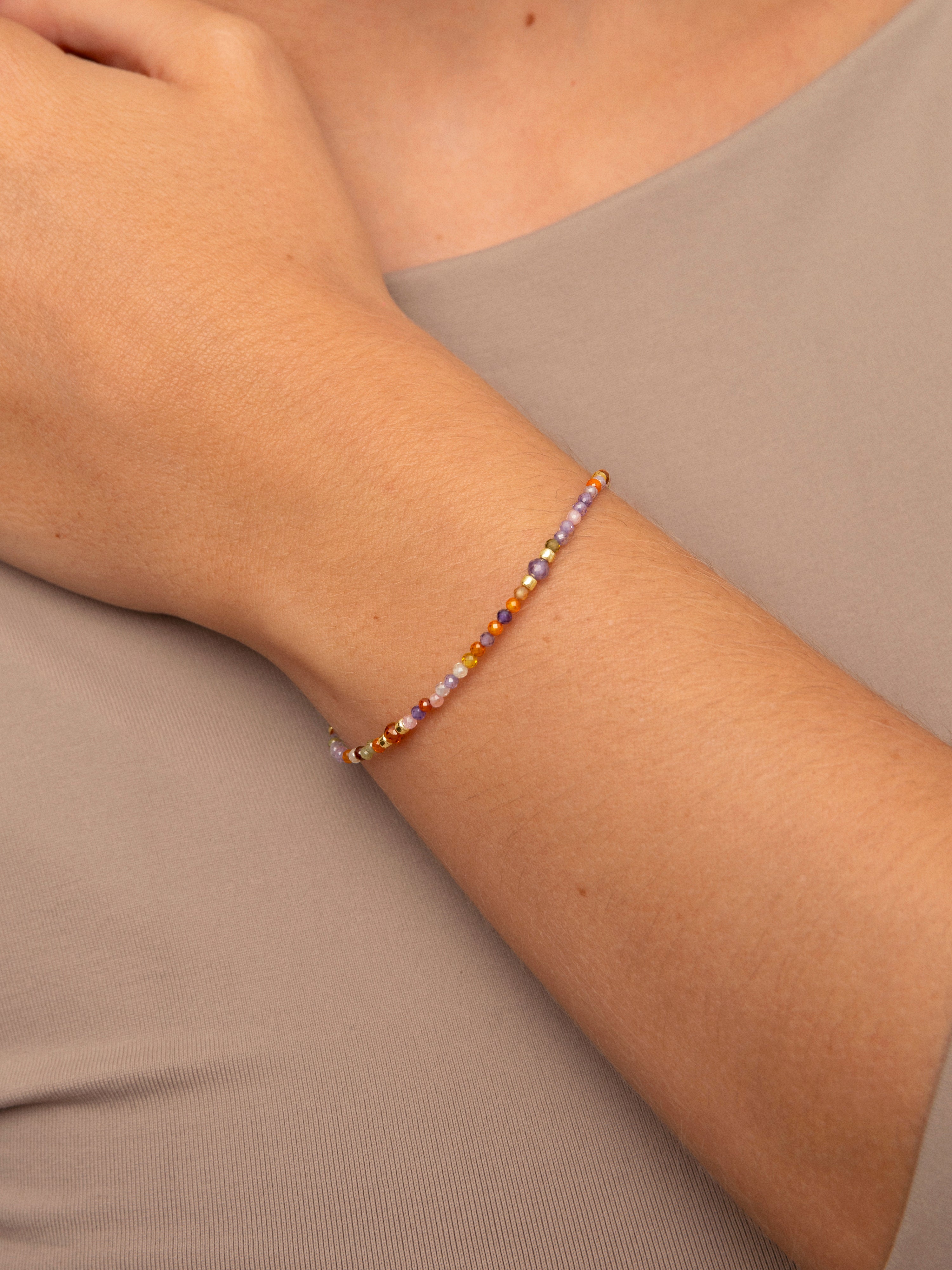 Pulseira de Corrente Crystal Summer de Aço Banhada a Ouro Multicolor-3
