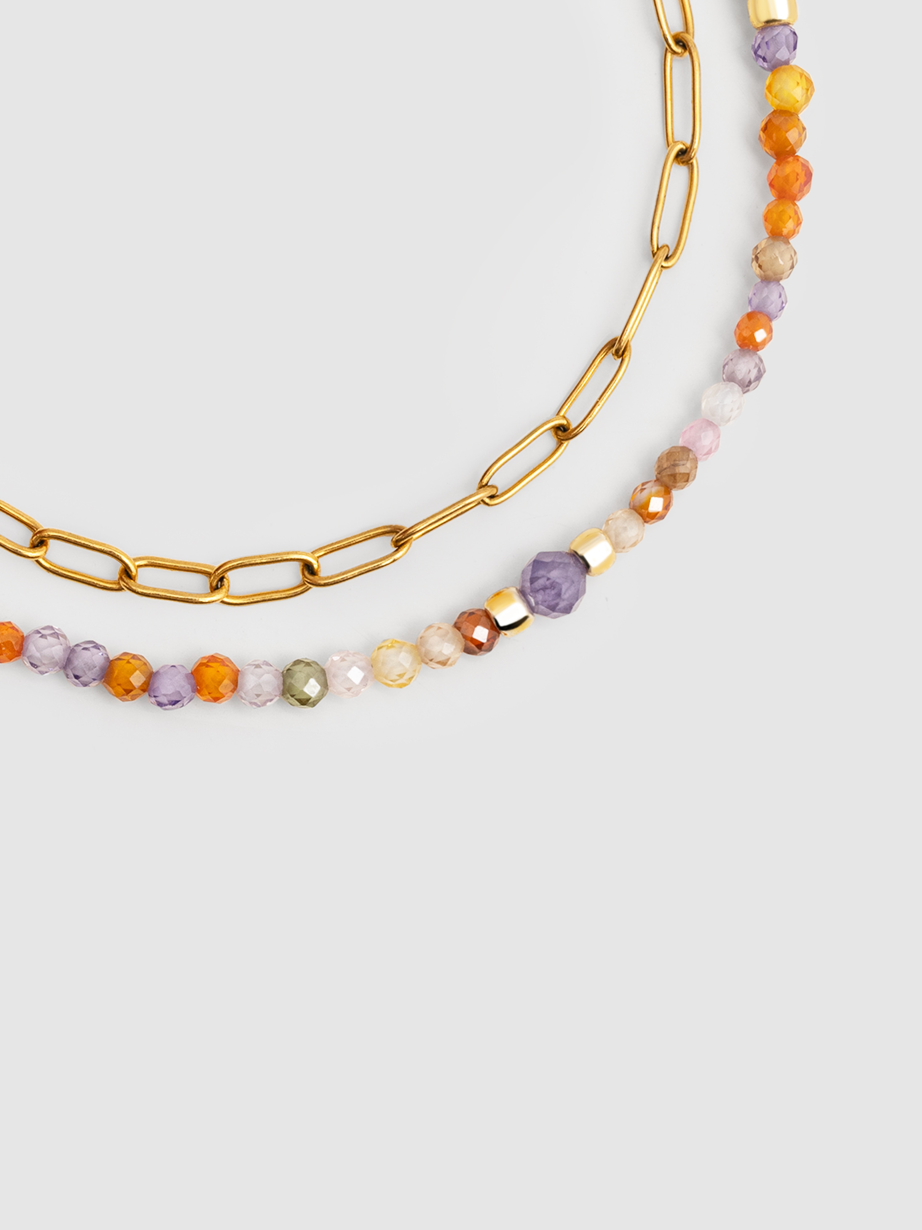 Pulseira de Corrente Double Crystal Summer de Aço Banhada a Ouro Multicolor-3