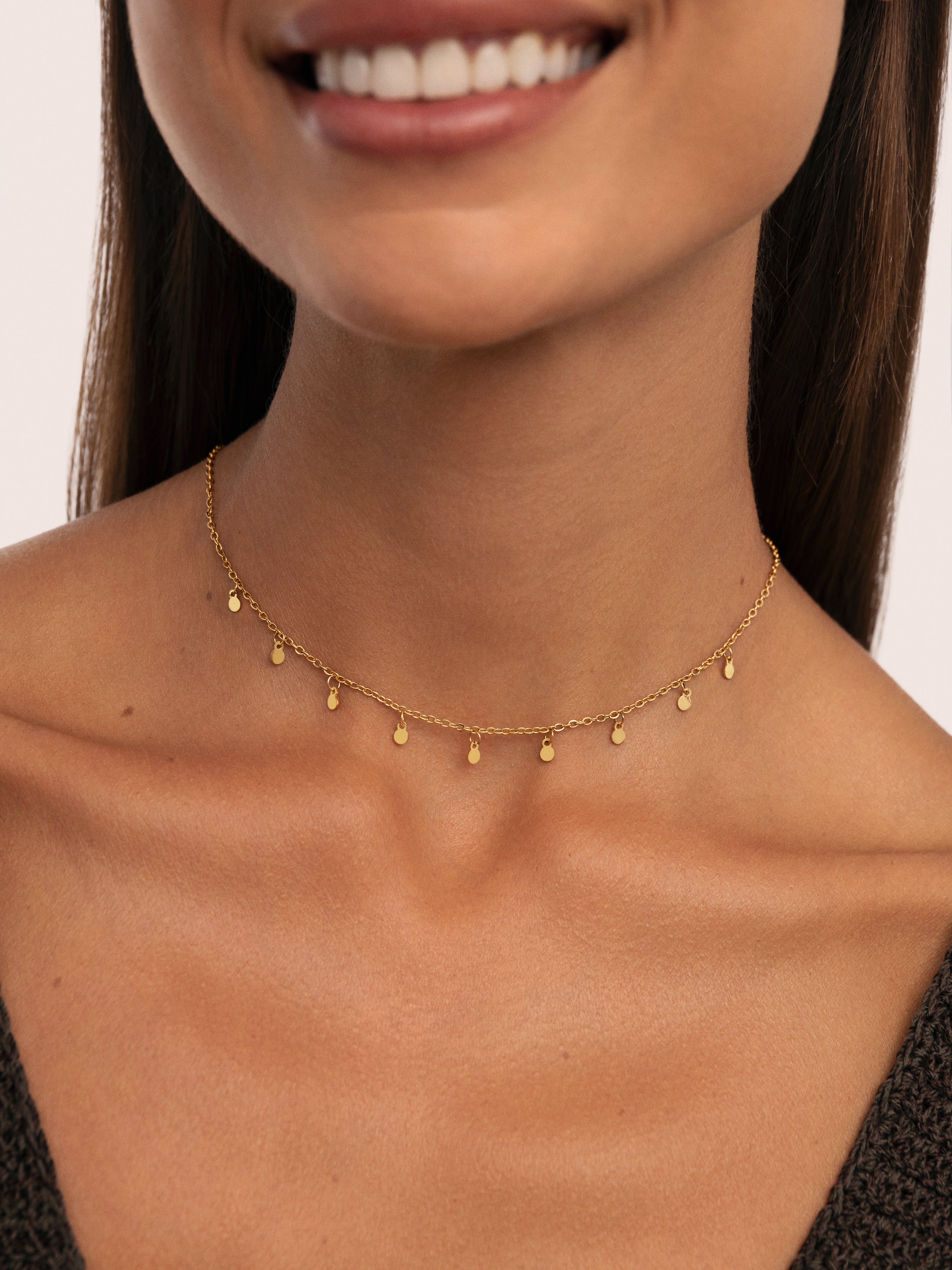 Colar Mini Moons 3mm de Aço Banhado a Ouro Dourado-2