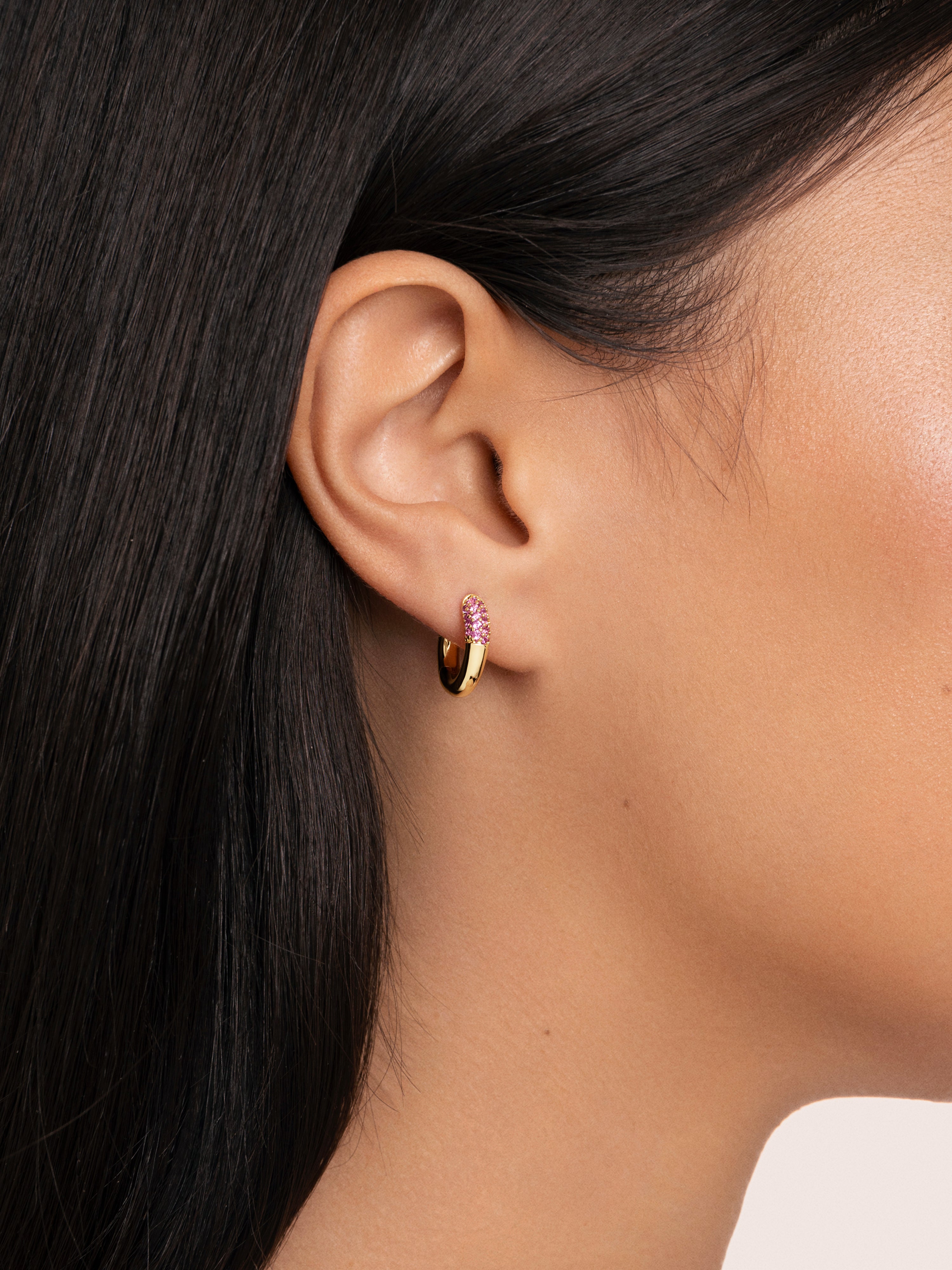 Brinco Individual Argola Alma Pink Banhados a Ouro Rosa-3