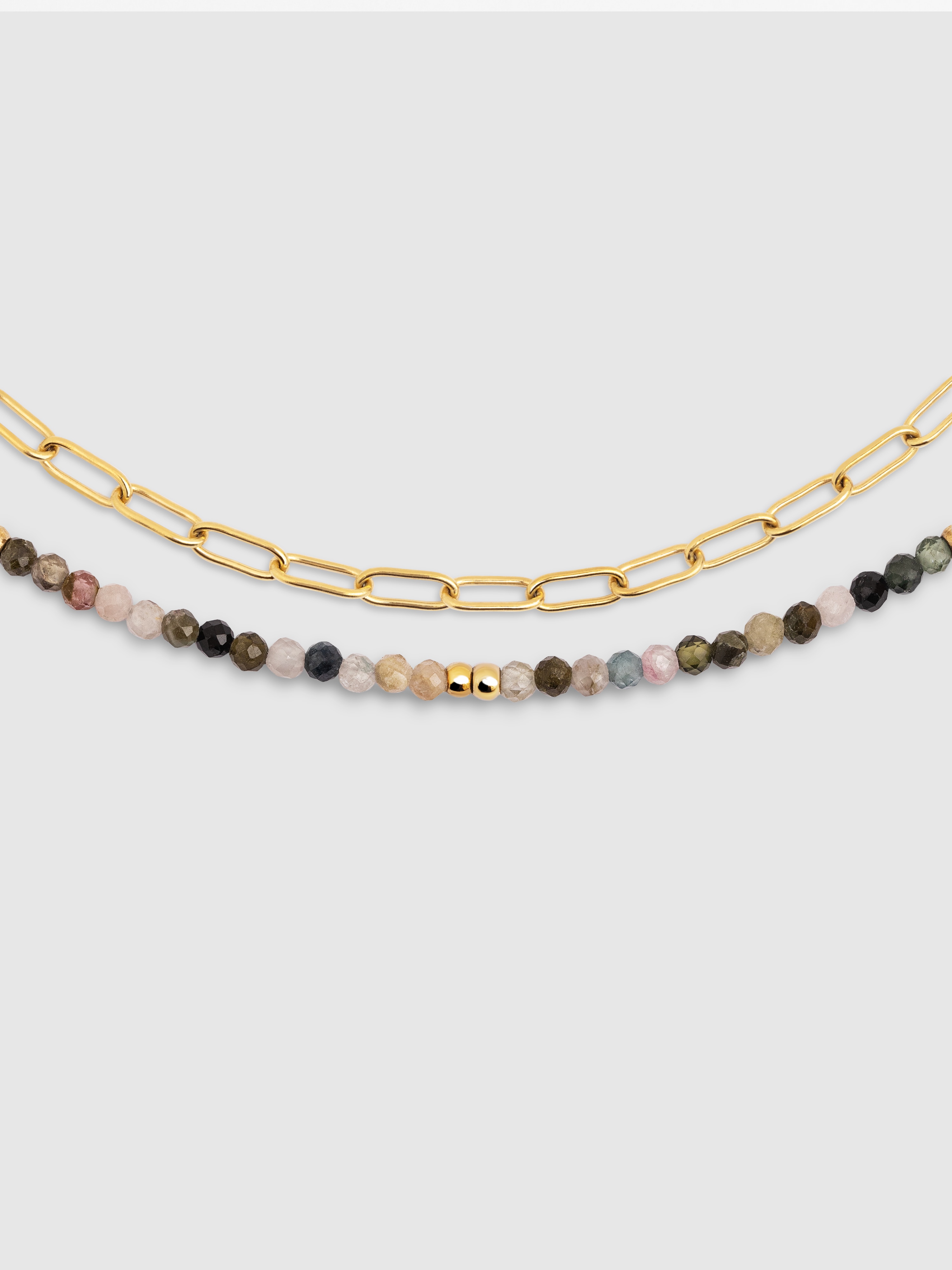 Colar Eloise 80cm de Aço Banhado em Ouro Multicolor-1