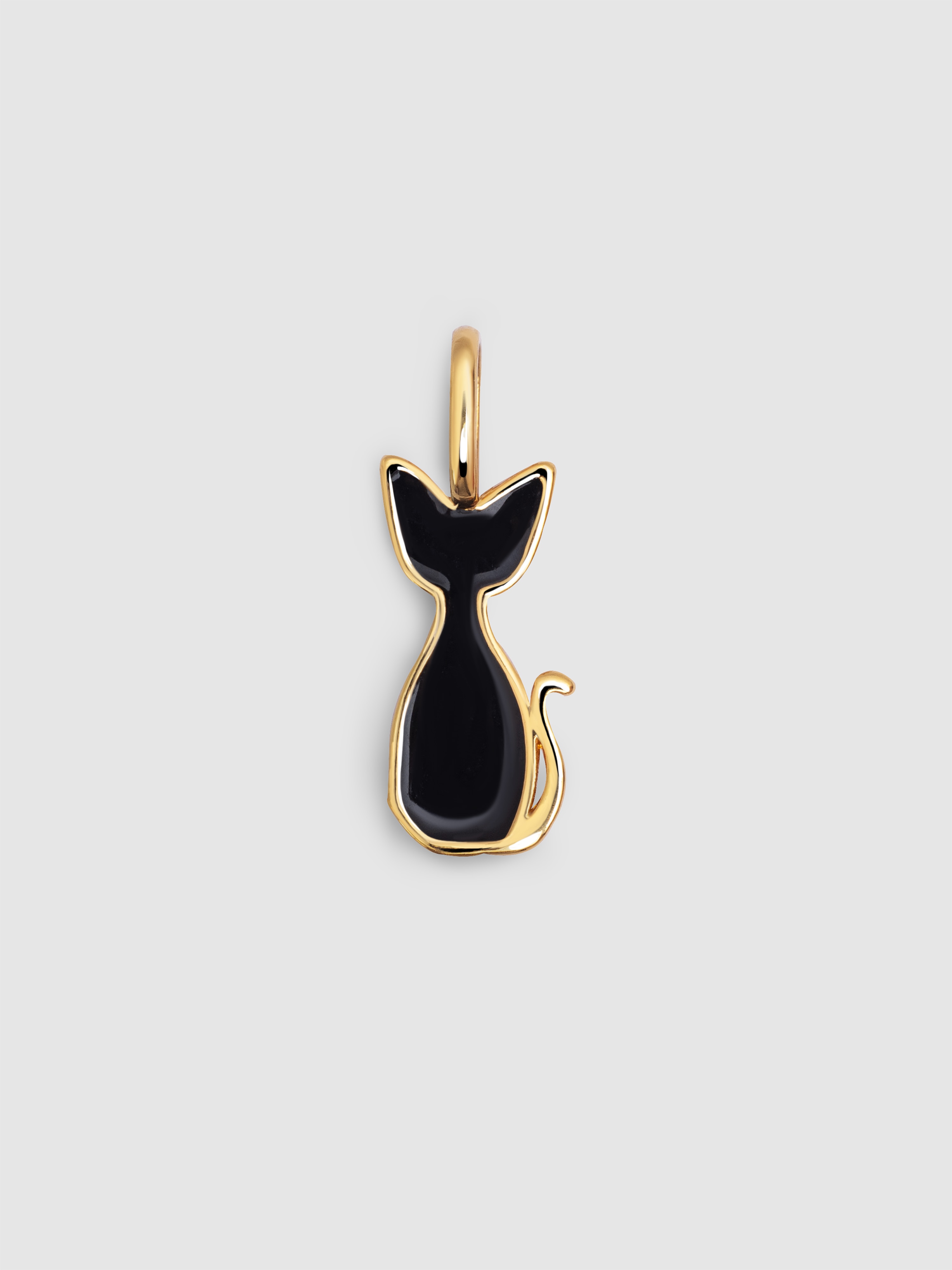 Charm Salem Gato Enamel Black de Liga de Metais Banhado a Ouro Preto-1