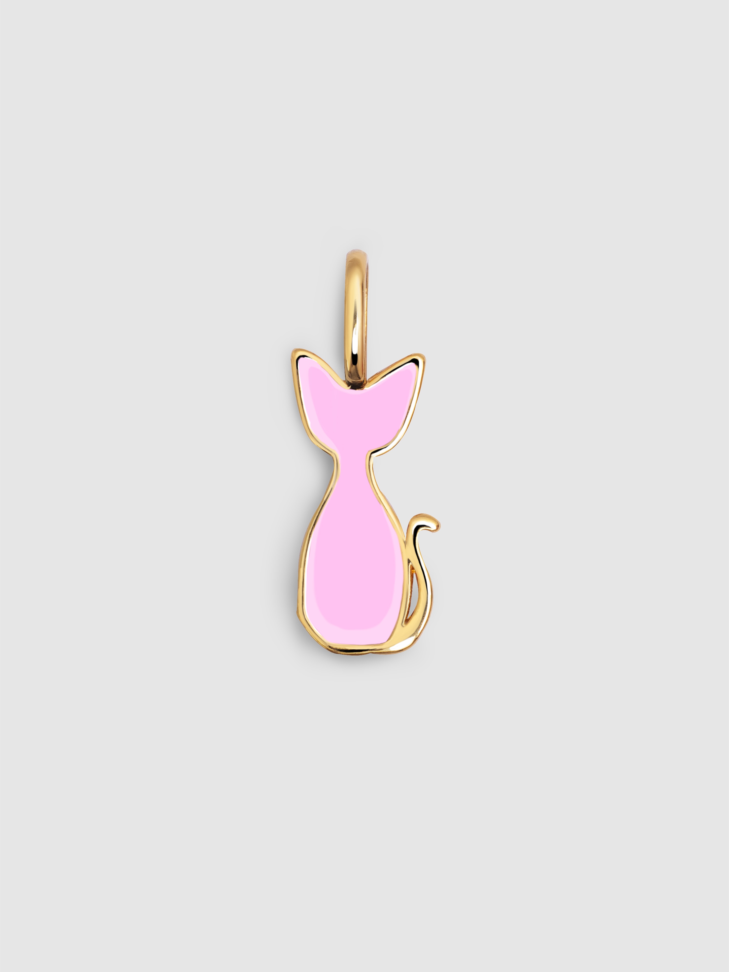 Charm Salem Gato Enamel Rosa de Liga de Metais Banhado em Ouro Rosa-1
