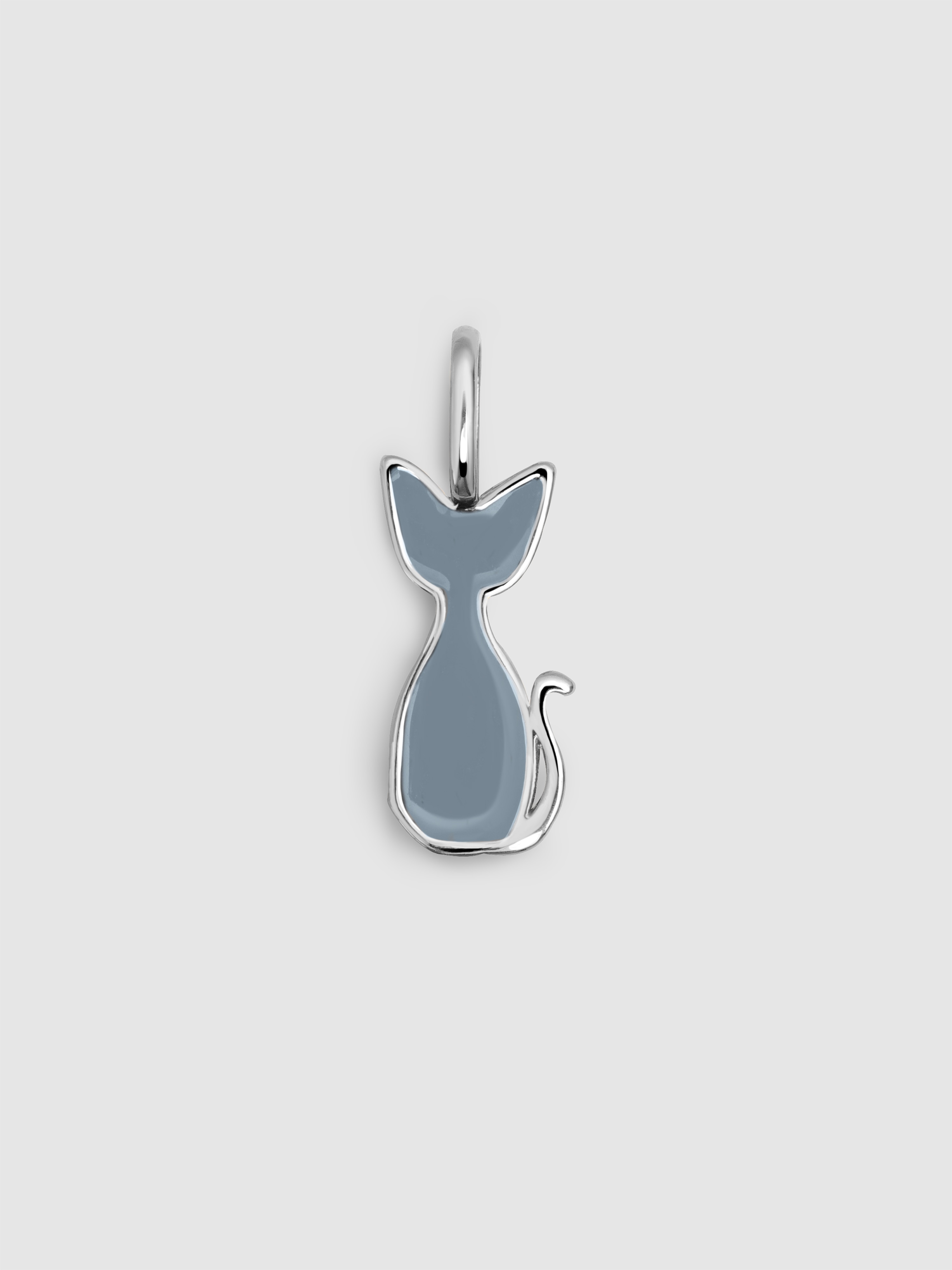 Charm Salem Gato Enamel Cinzento de Liga de Metais Banhado em Ródio Cinzento-1
