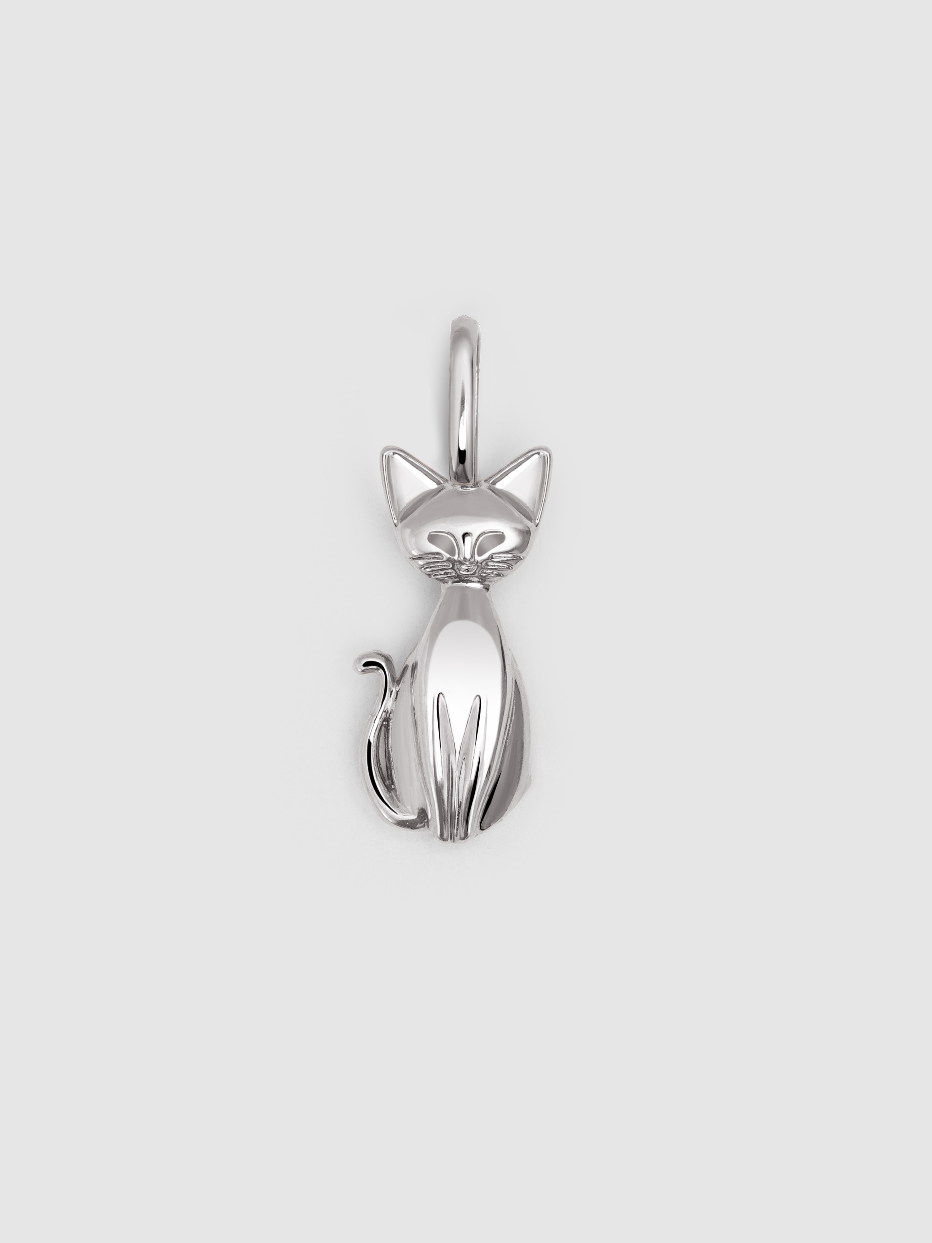 Charm Salem Gato Enamel Cinzento de Liga de Metais Banhado em Ródio Cinzento-3