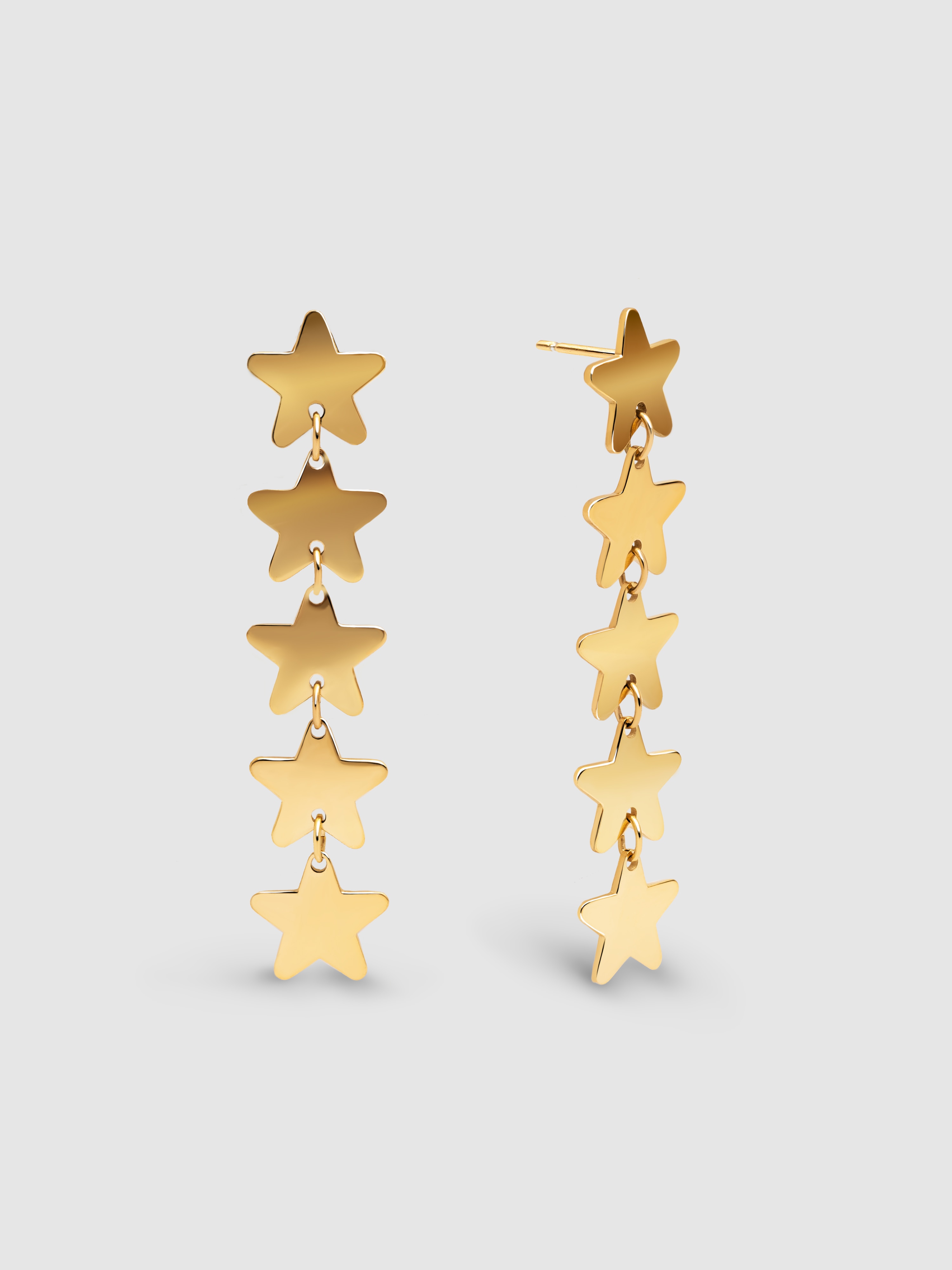 Brincos Five Stars de Aço Banhados a Ouro Dourado-1