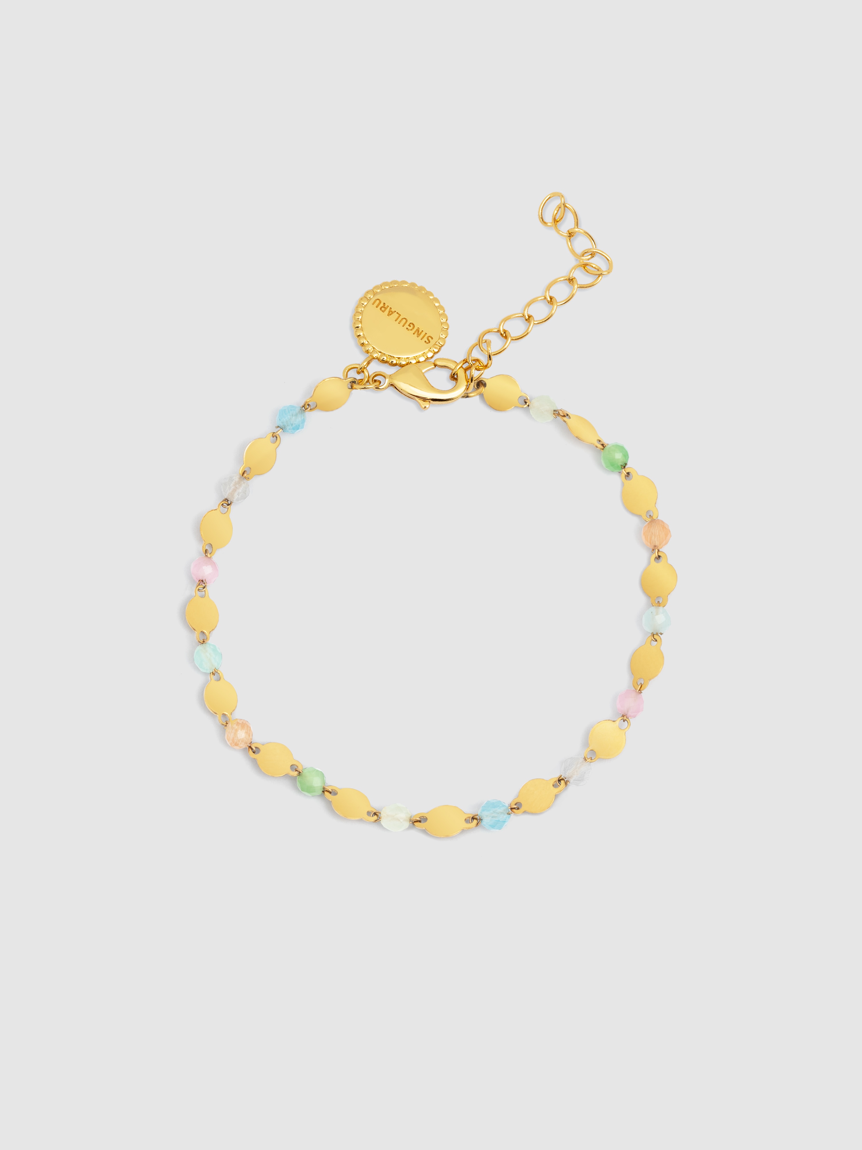 Pulseira com Elos Crystals Solar de Aço Banhada a Ouro Multicolor-1