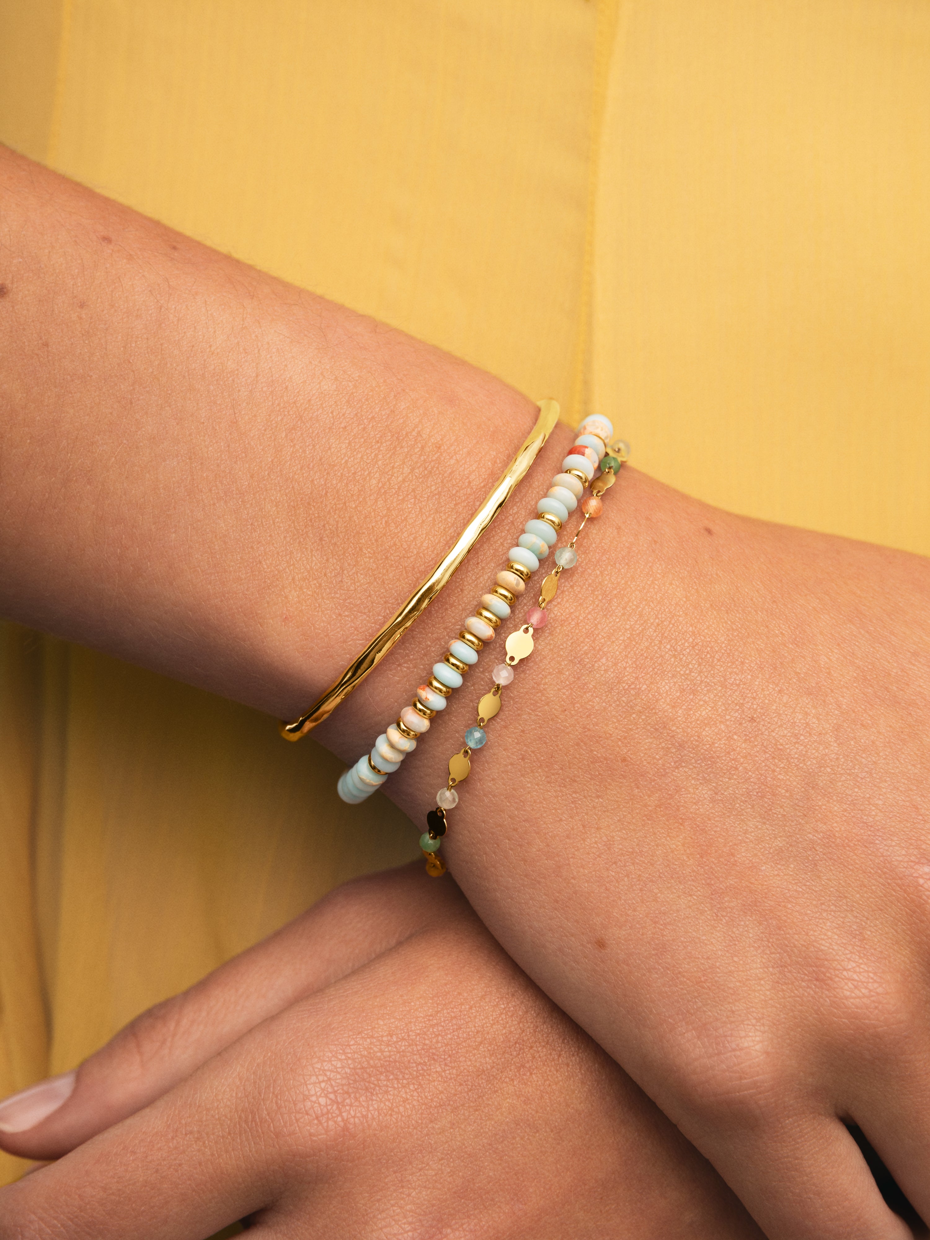 Pulseira com Elos Crystals Solar de Aço Banhada a Ouro Multicolor-5