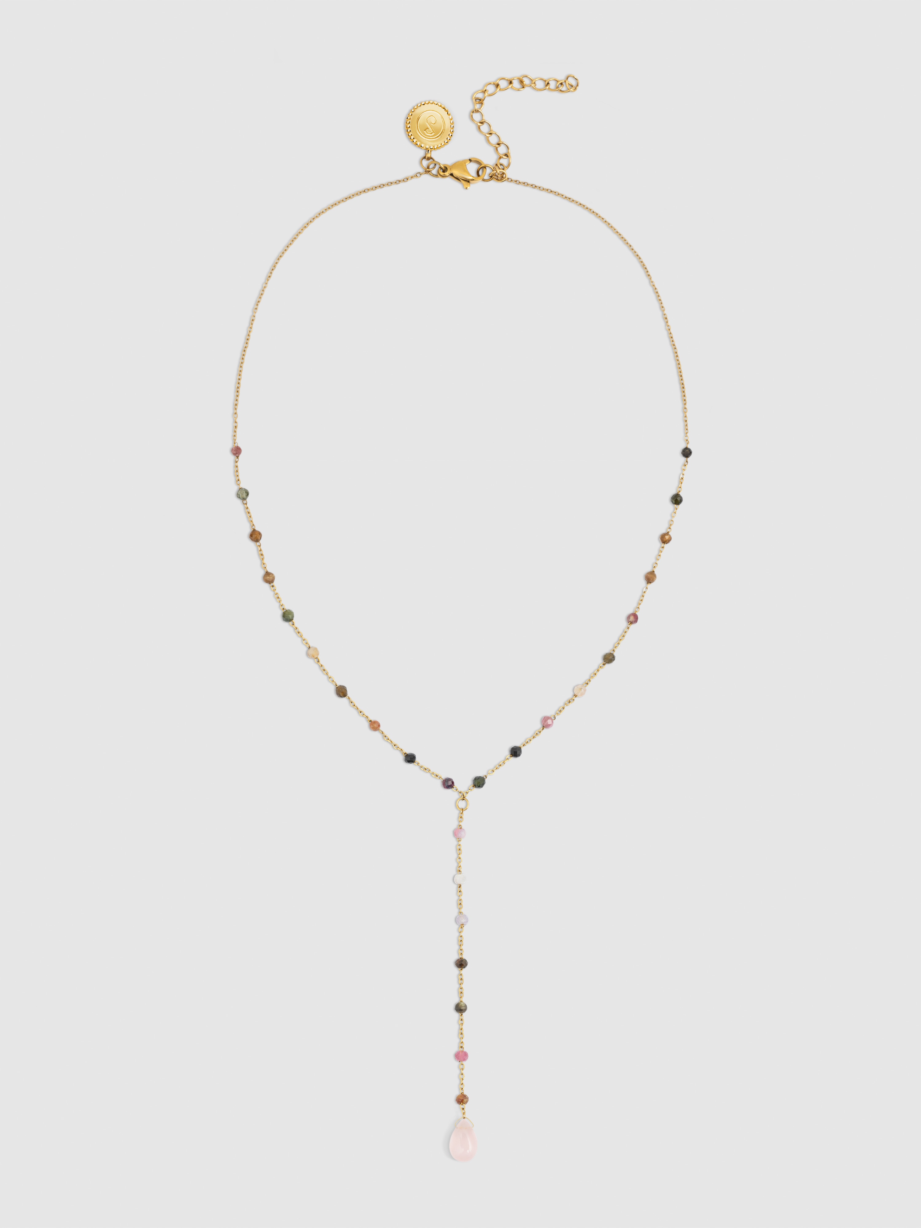 Colar e Turmalina Stones de Aço Banhado a Ouro Multicolor-4