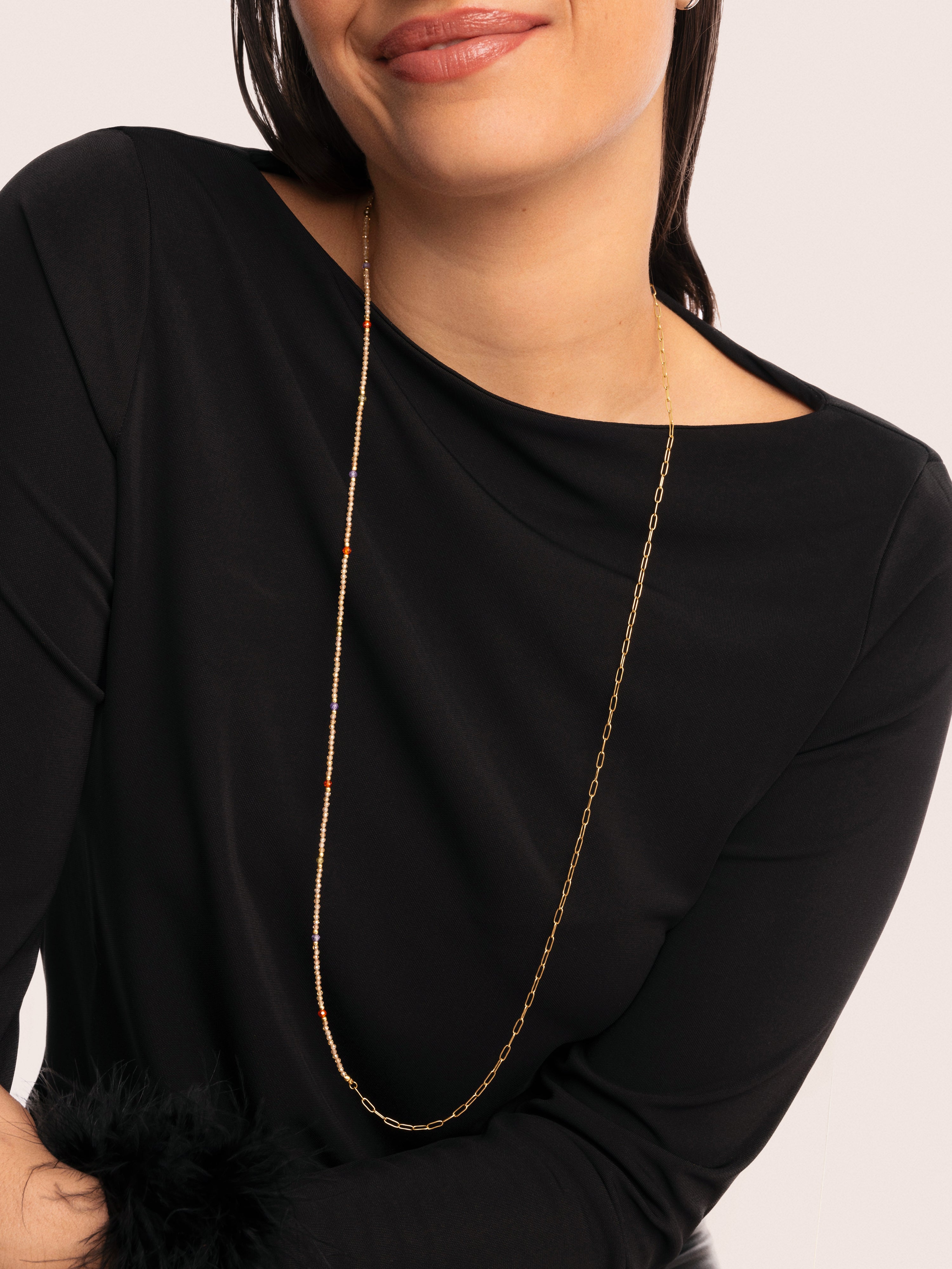 Colar Glam 90cm de Aço Banhado a Ouro Ouro-3