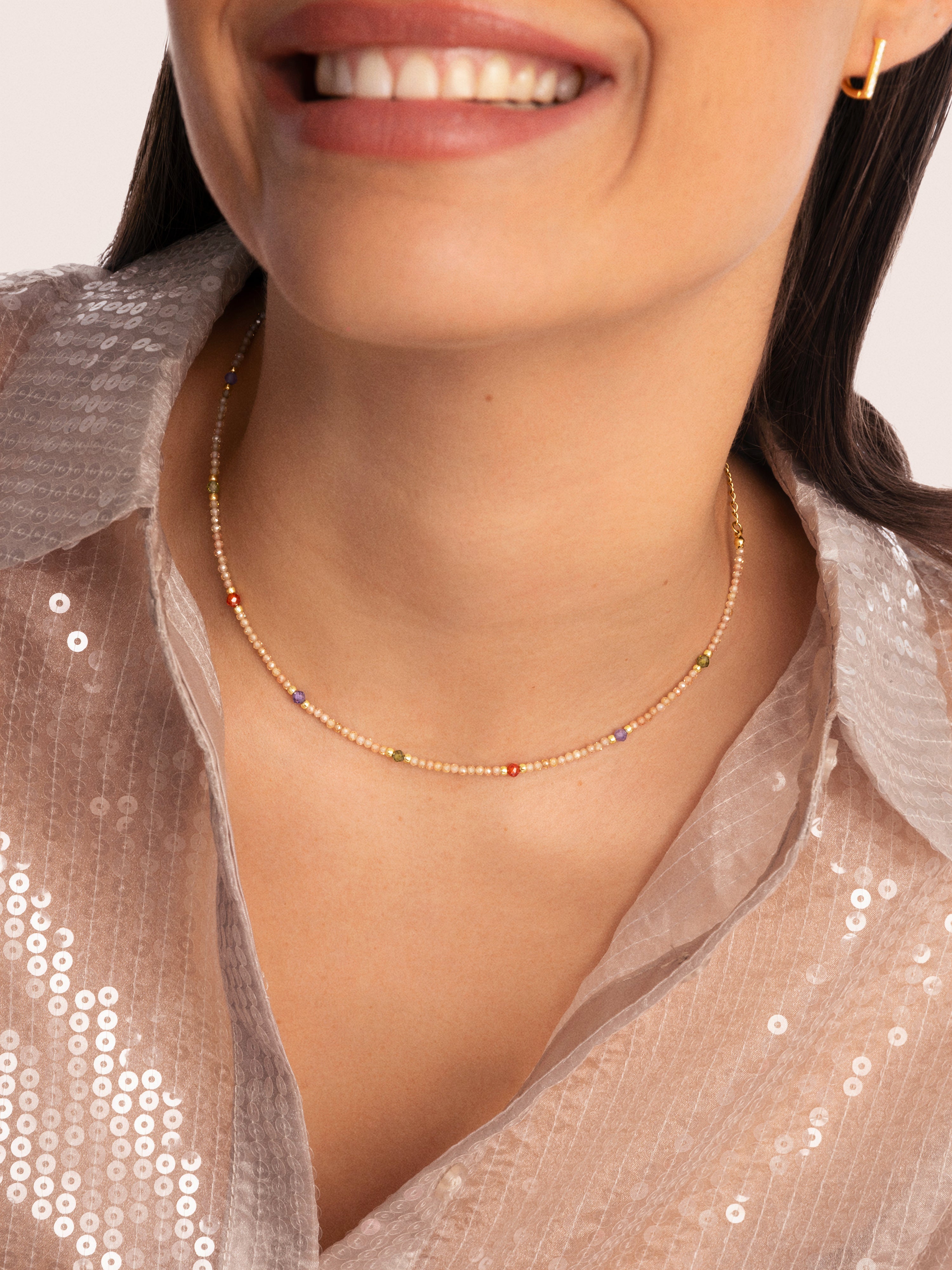 Colar Glam de Aço Banhado a Ouro Multicolor-3