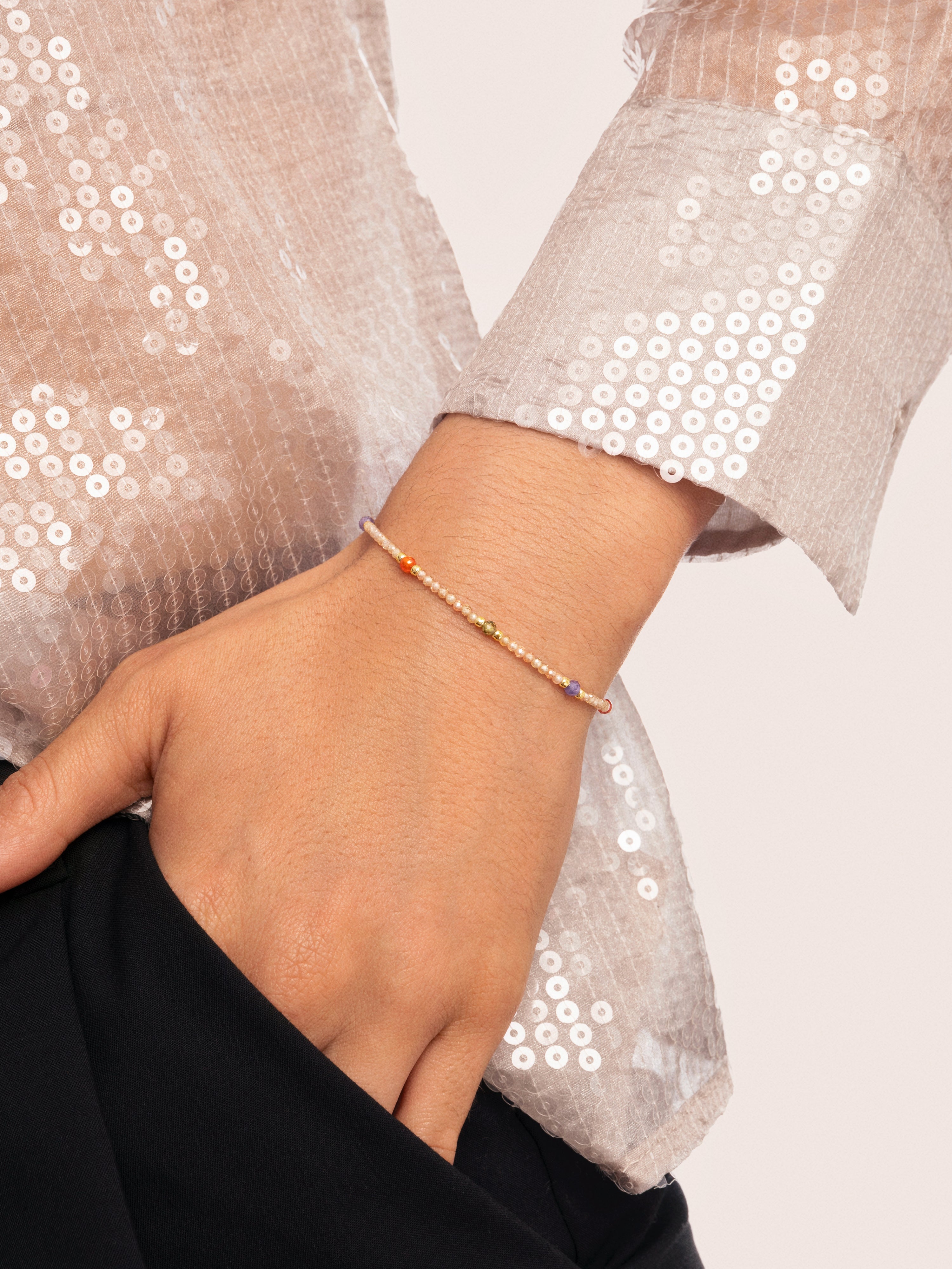 Pulseira de Corrente Glam de Aço Banhada a Ouro Multicolor-2