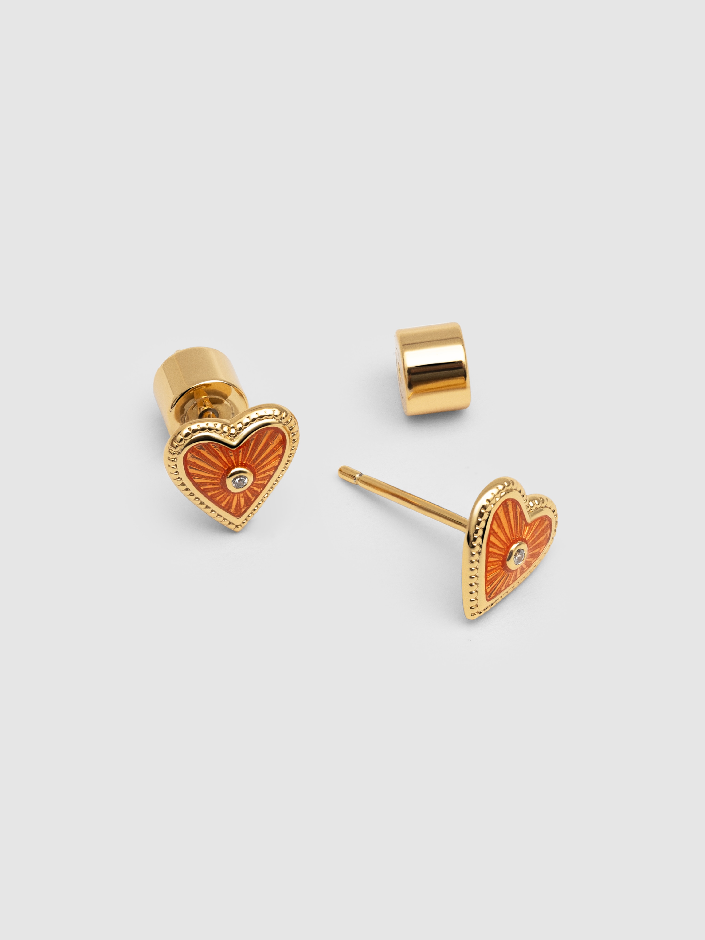 Brincos My Heart de Liga de Metais Banhados a Ouro Laranja-3