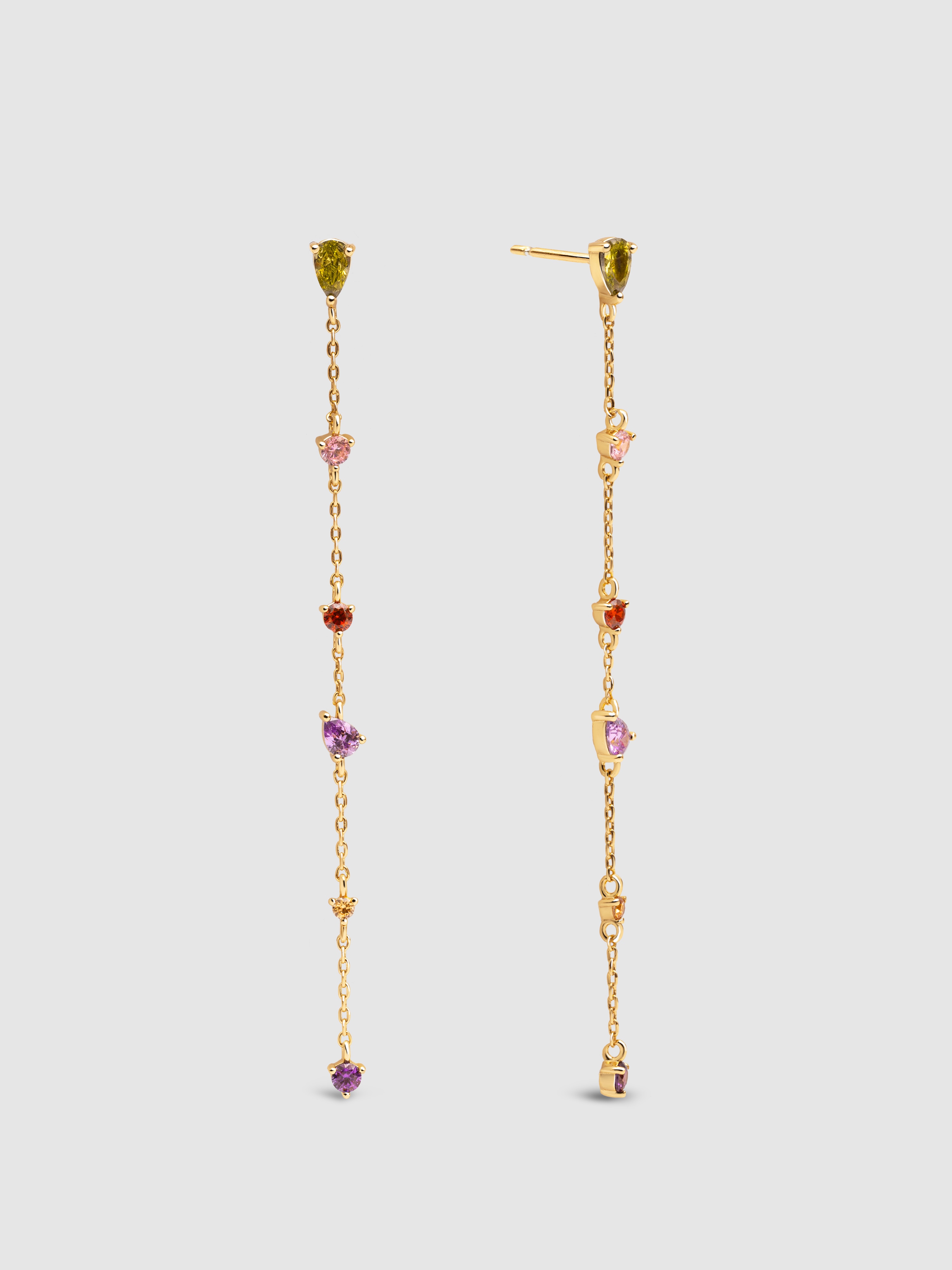Brincos Drop Glam de Liga de Metais Banhados a Ouro Multicolor-1