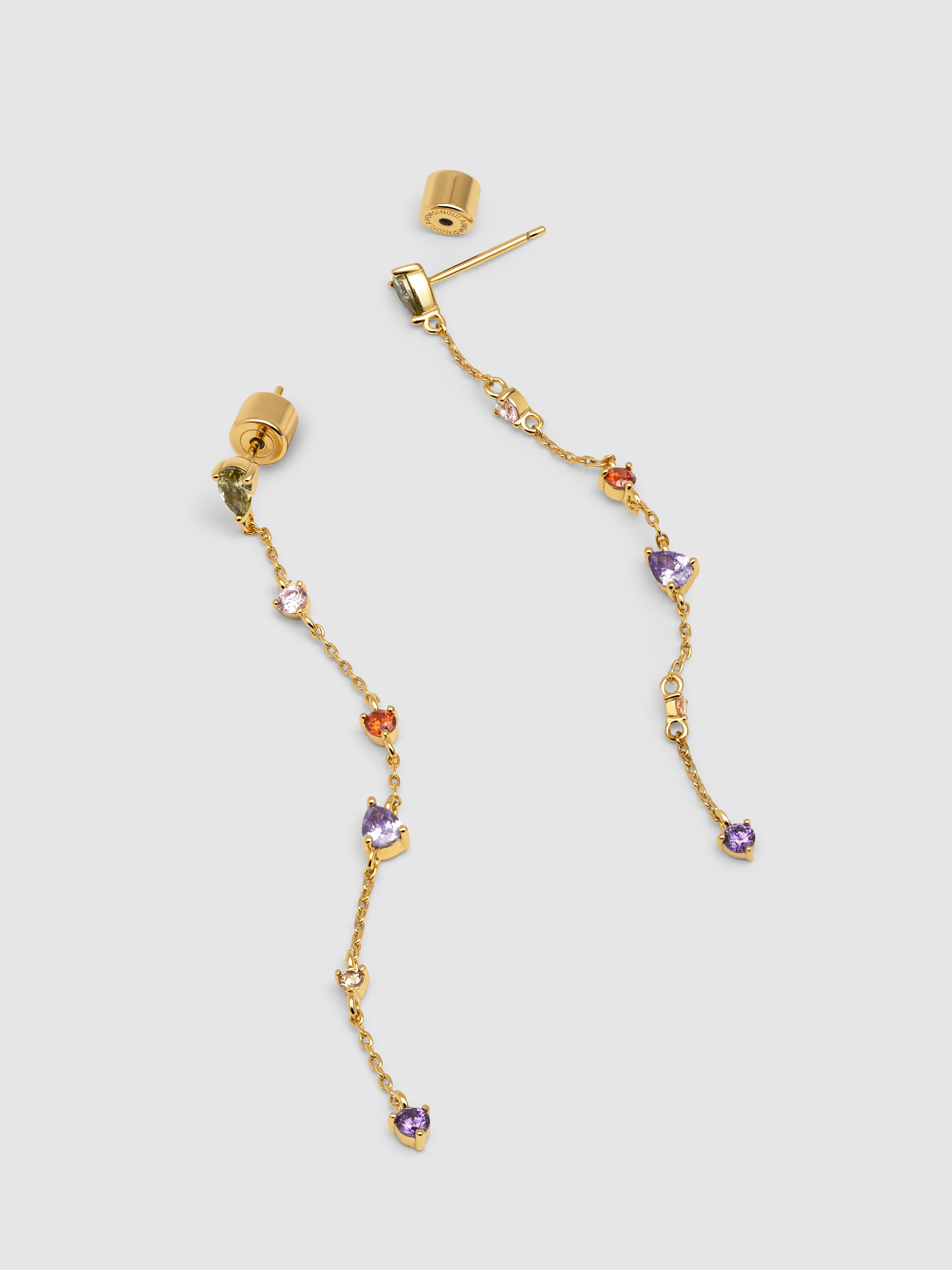 Brincos Drop Glam de Liga de Metais Banhados a Ouro Multicolor-3