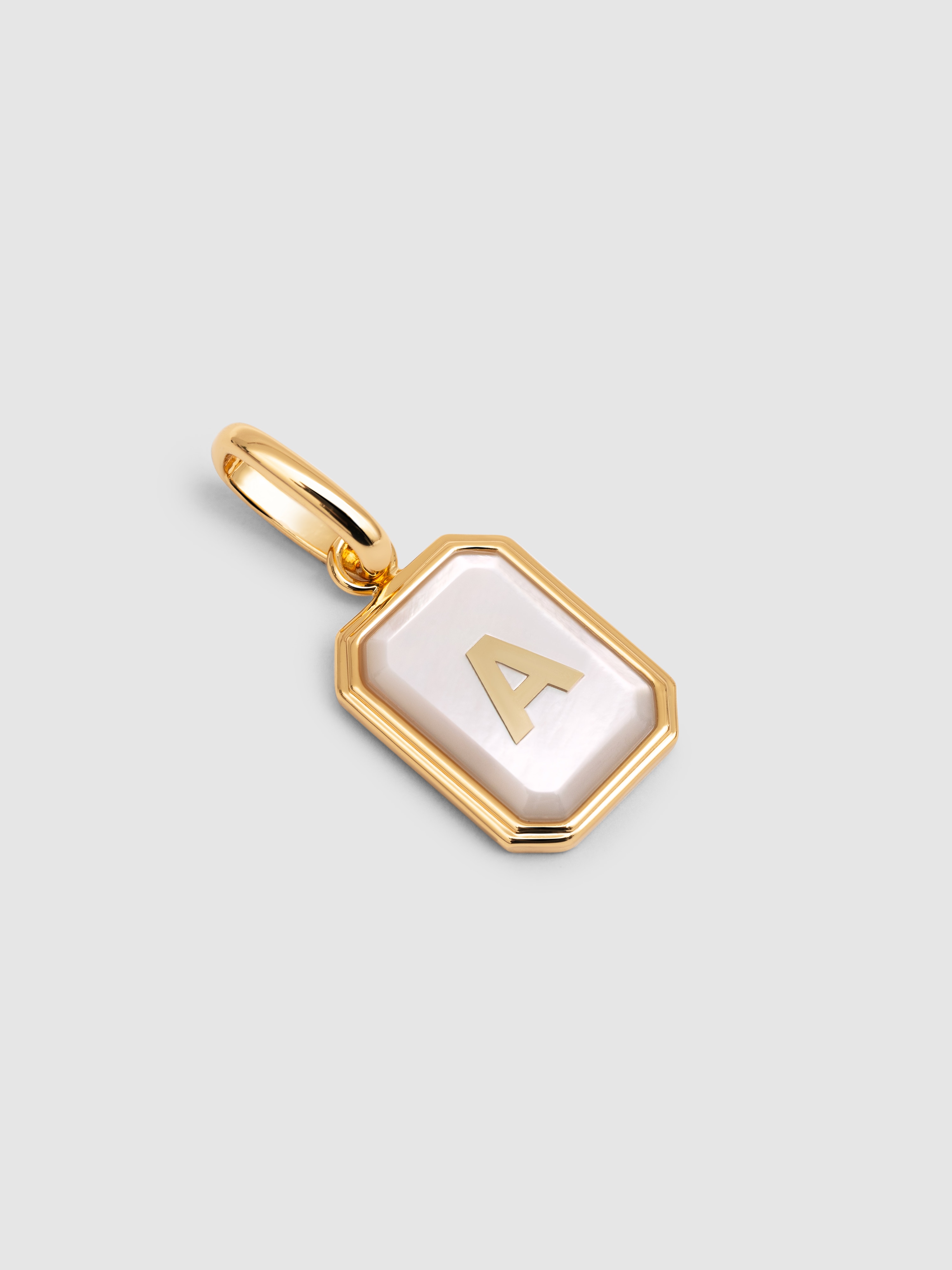 Charm Personalizado Letter Madrepérola de Liga de Metais Banhado a Ouro - S Branco-4